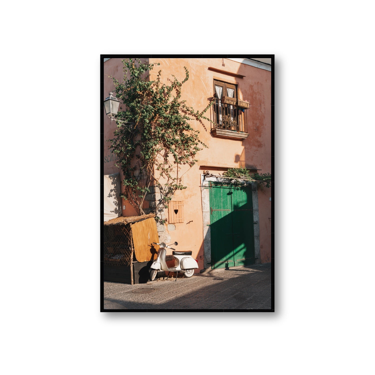 La Casa Ischia Italian Mediterranean decor wall art Giant fine art canvas in black float frame