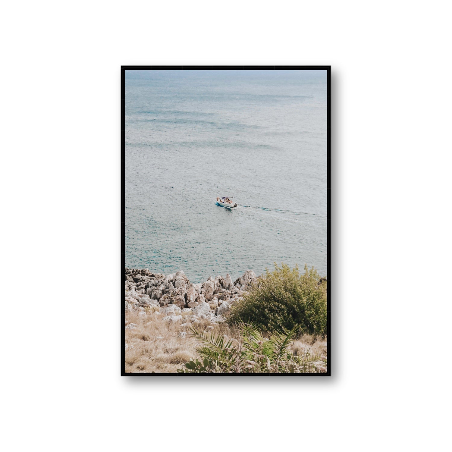 Puglian Departure Puglia coastal Italian wall art Giant fine art canvas in black float frame