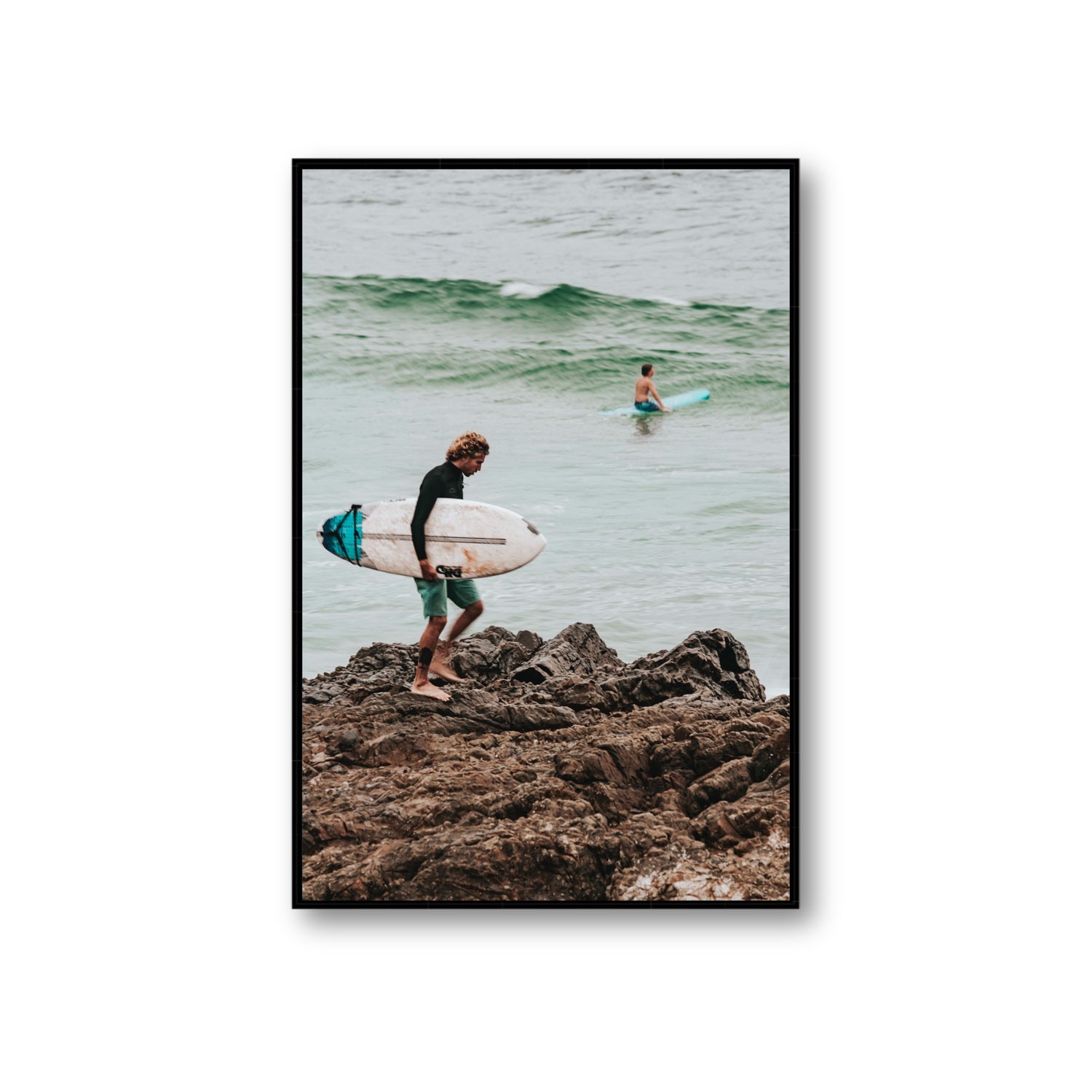 Not All Who Wander Are Lost Byron Bay Surf wall art Giant fine art canvas in black float frame