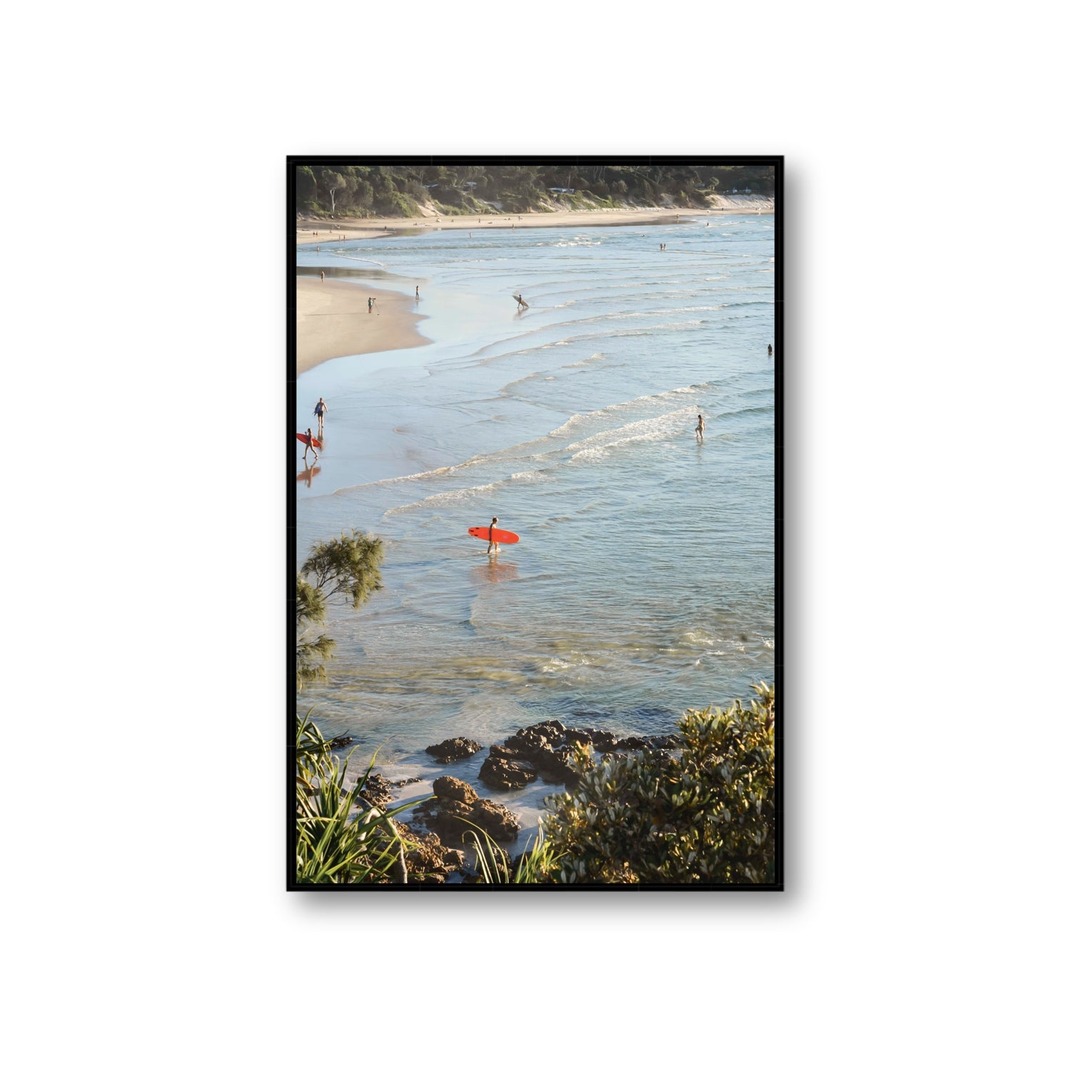 Seclusion Byron Bay Surf coastal wall art Giant fine art canvas in black float frame