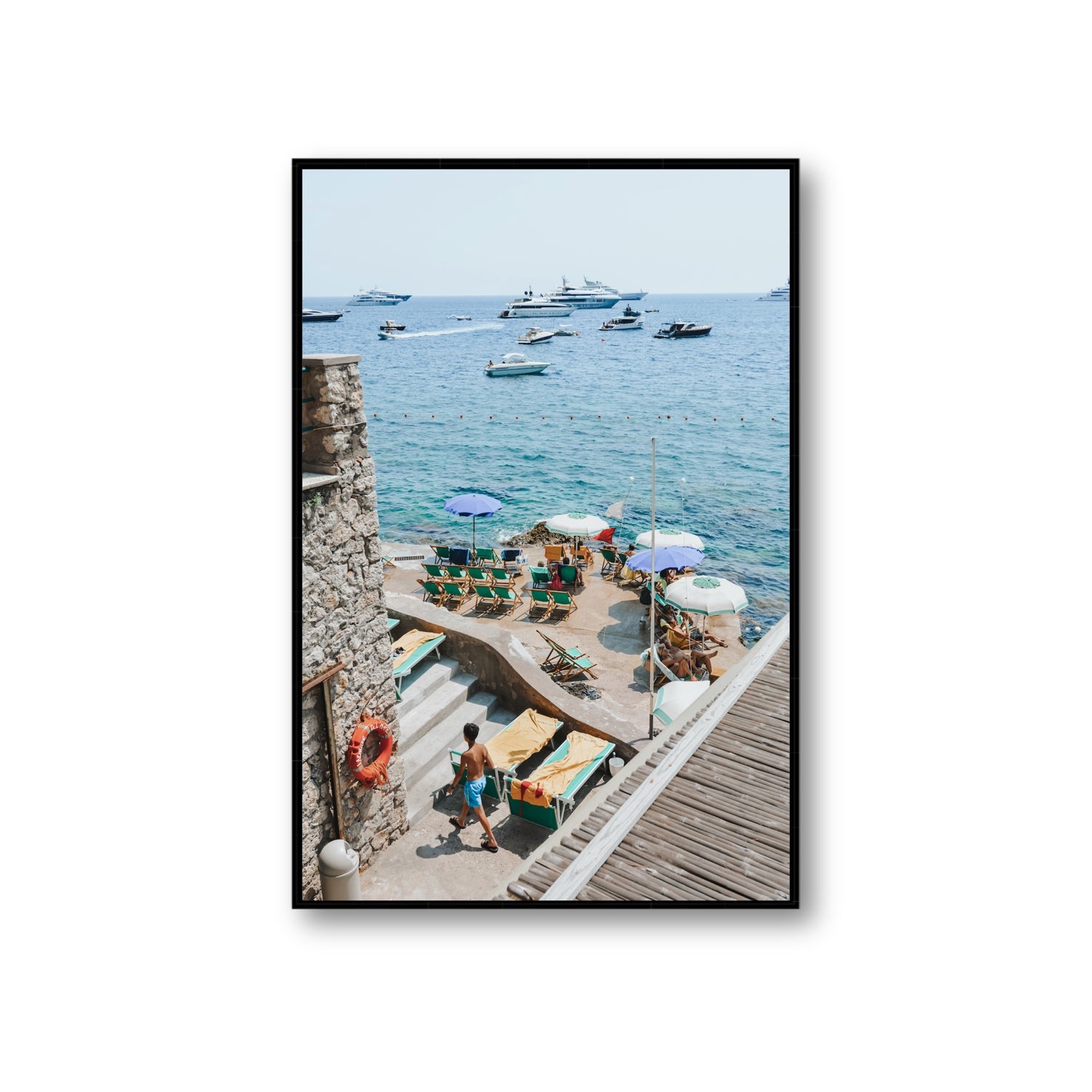 Canzone di Capri Capri Italian beach wall art Giant fine art canvas in black float frame