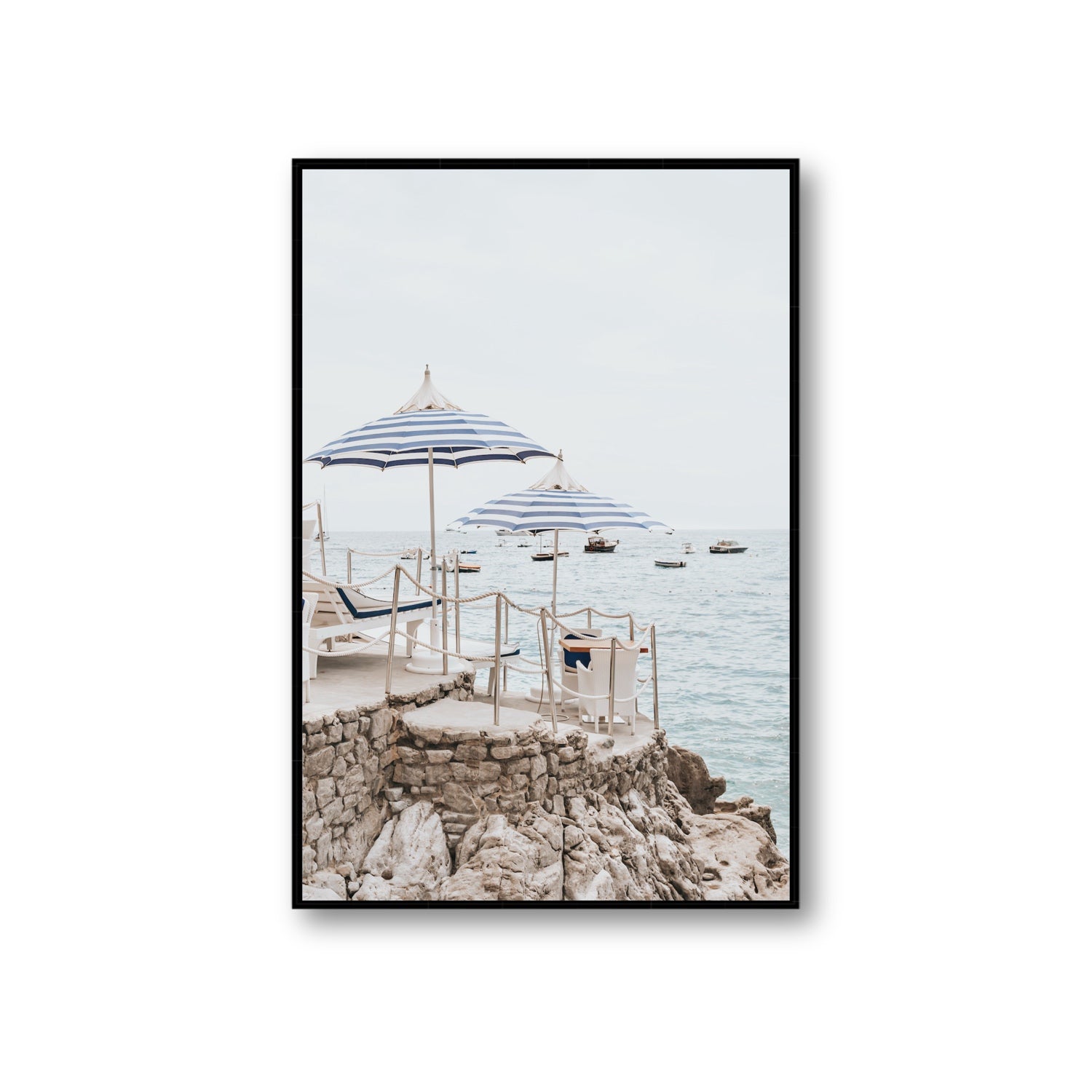 La Scogliera fine art print, Positano, Italy, Giant, Black Float Frame, Fine Art Canvas