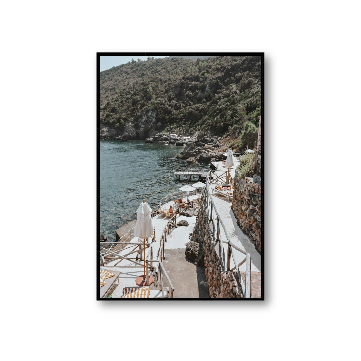 L'Estate Tuscany coastal Italian wall art Giant fine art canvas in black float frame