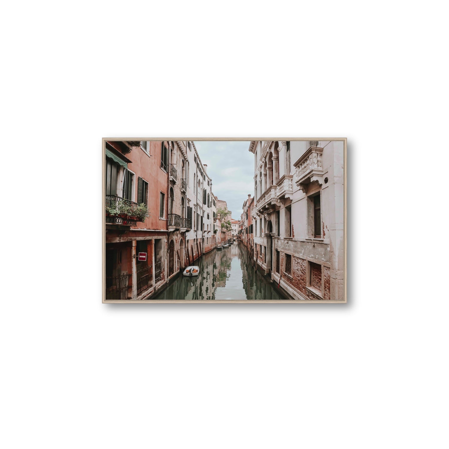 The Floating City Venice Canal Italian decor wall art Large fine art canvas in natural oak float frame