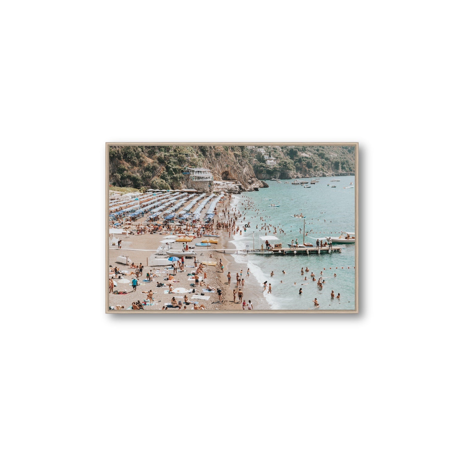 Vista Costiera fine art print, Positano, Italy, Large, Natural Oak Float Frame, Fine Art Canvas