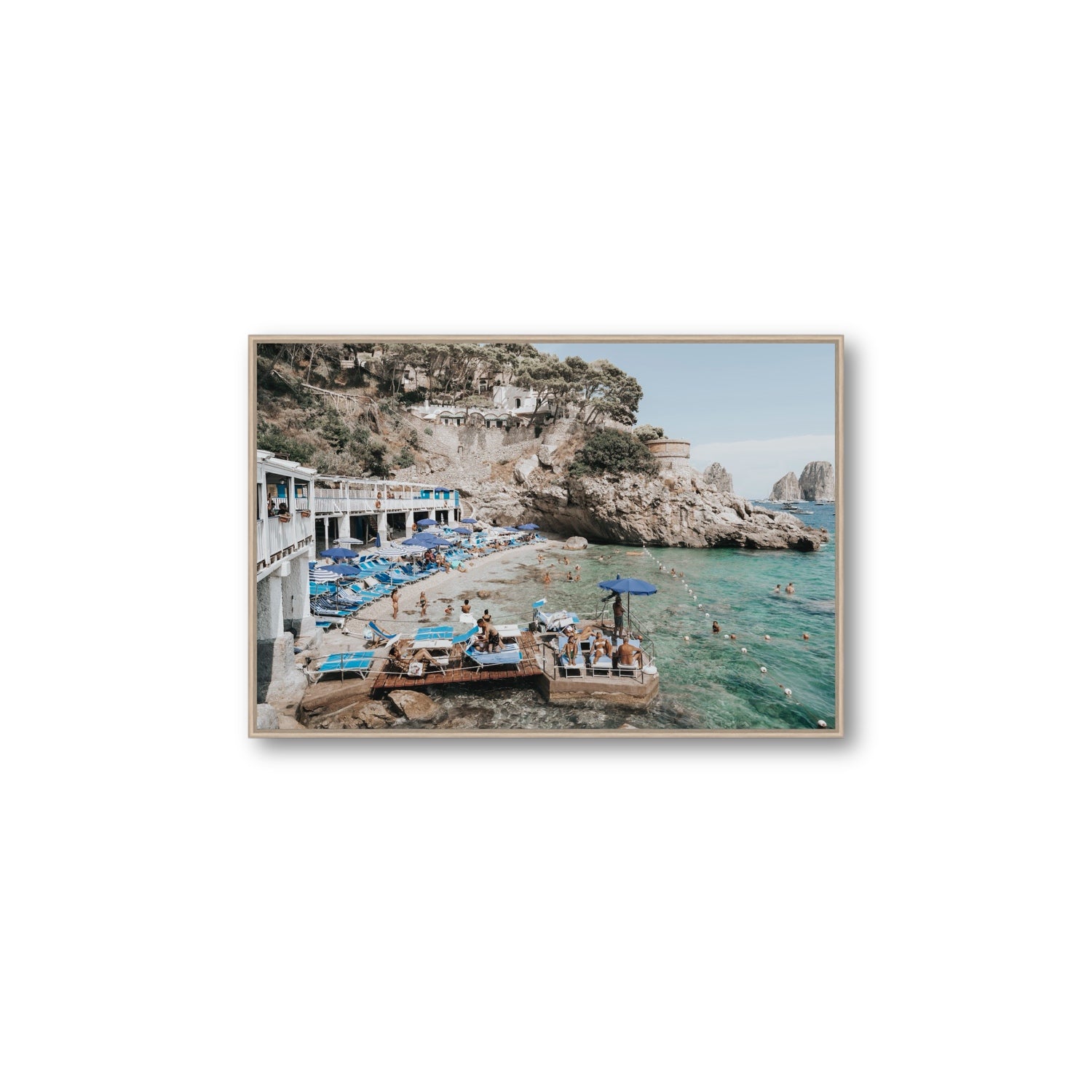 Vita Bella fine art print, Capri, Italy, Large, Natural Oak Float Frame, Fine Art Canvas