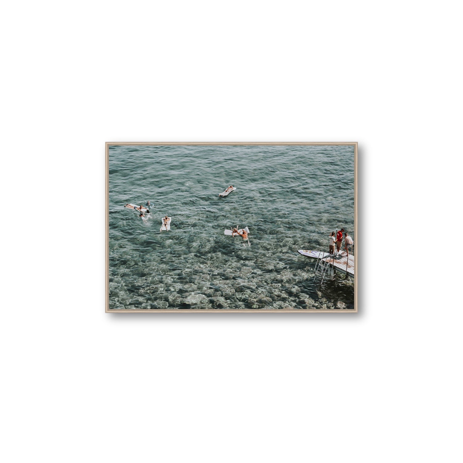 Having A Whale Of A Time Tuscany coastal wall art Large fine art canvas in natural oak float frame