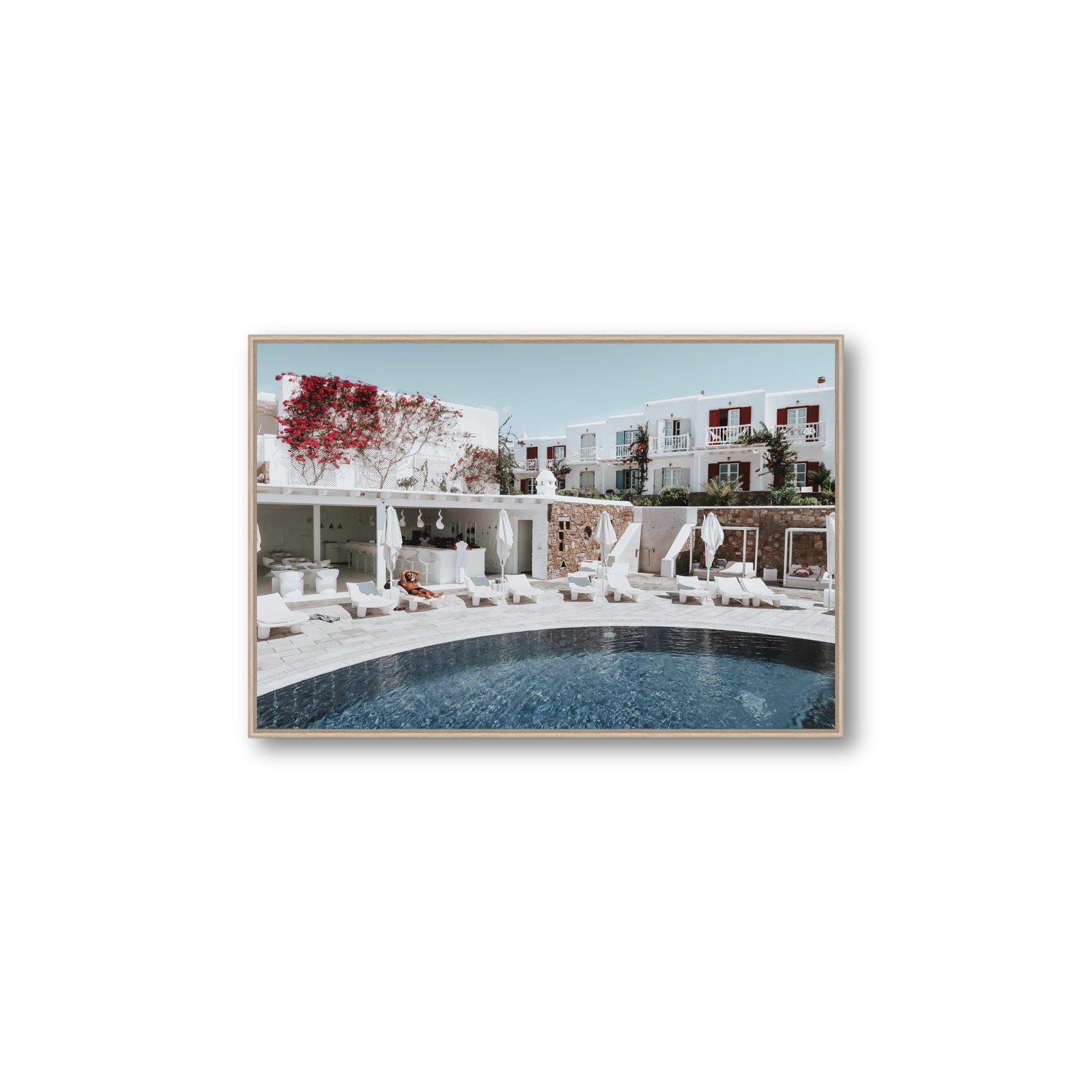 Got The First Lounge fine art print, Mykonos, Greece, Large, Natural Oak Float Frame, Fine Art Canvas
