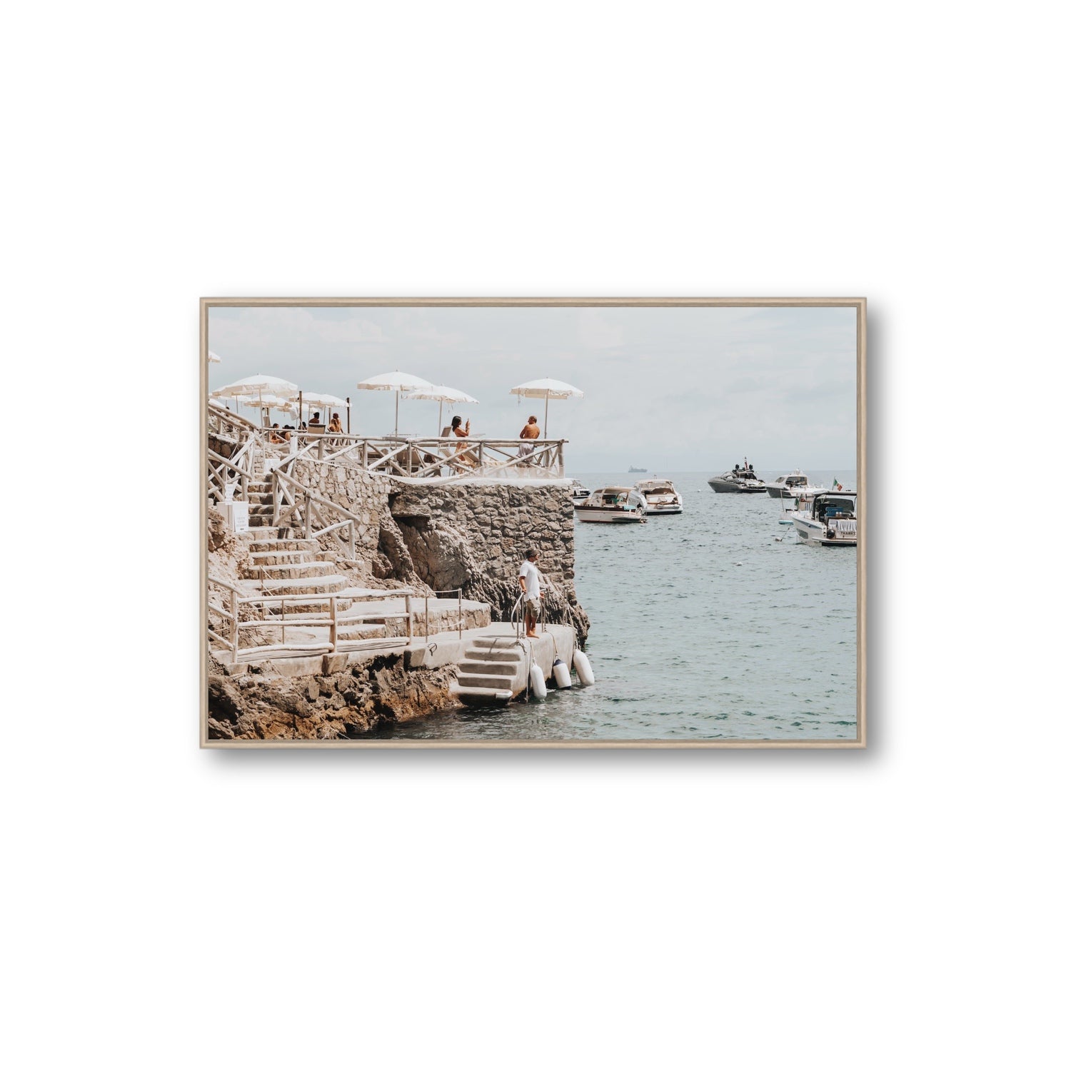 Conca Del Sogno fine art print, Nerano, Italy, Extra Large, Natural Oak Float Frame, Fine Art Canvas