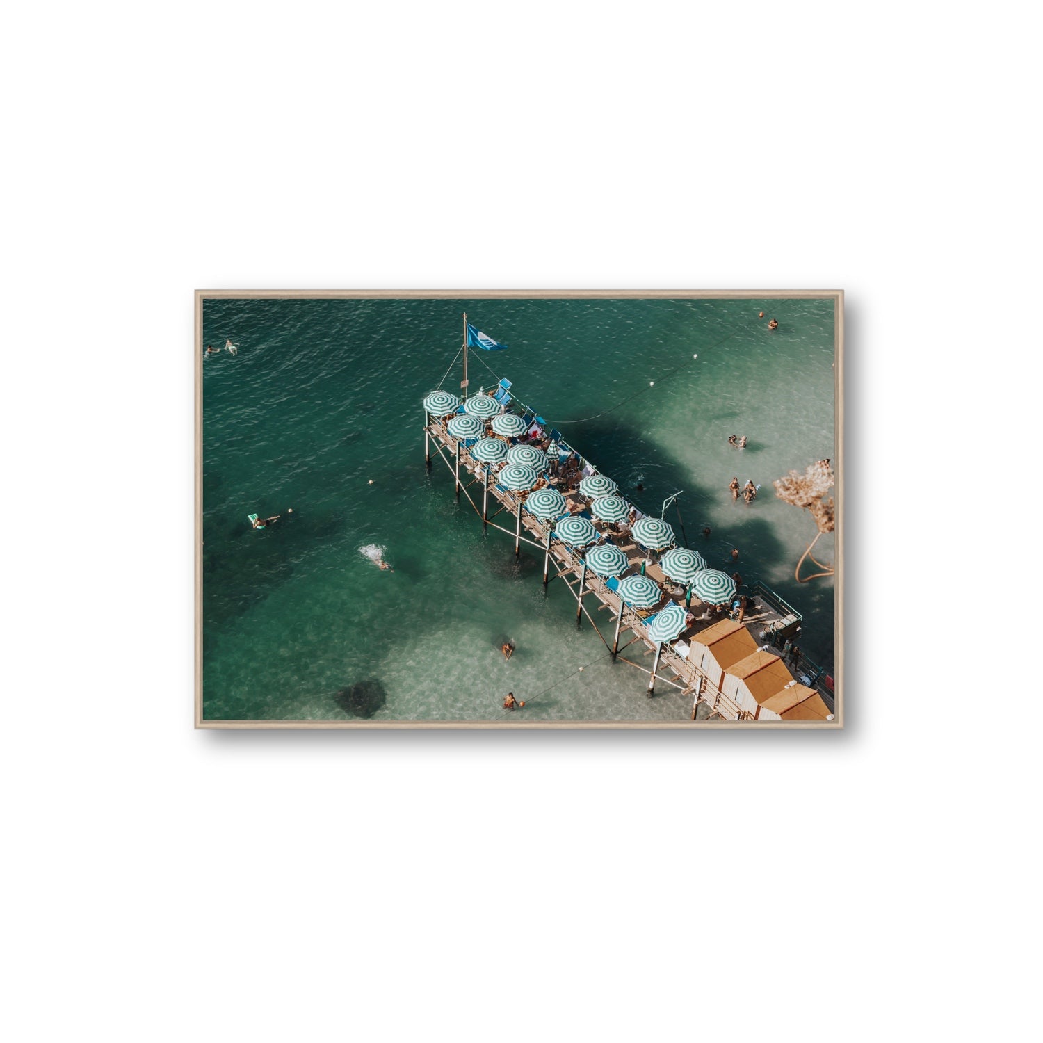 Sorrento Shangri La Sorrento coastal Italian wall art Extra Large fine art canvas in natural oak float frame