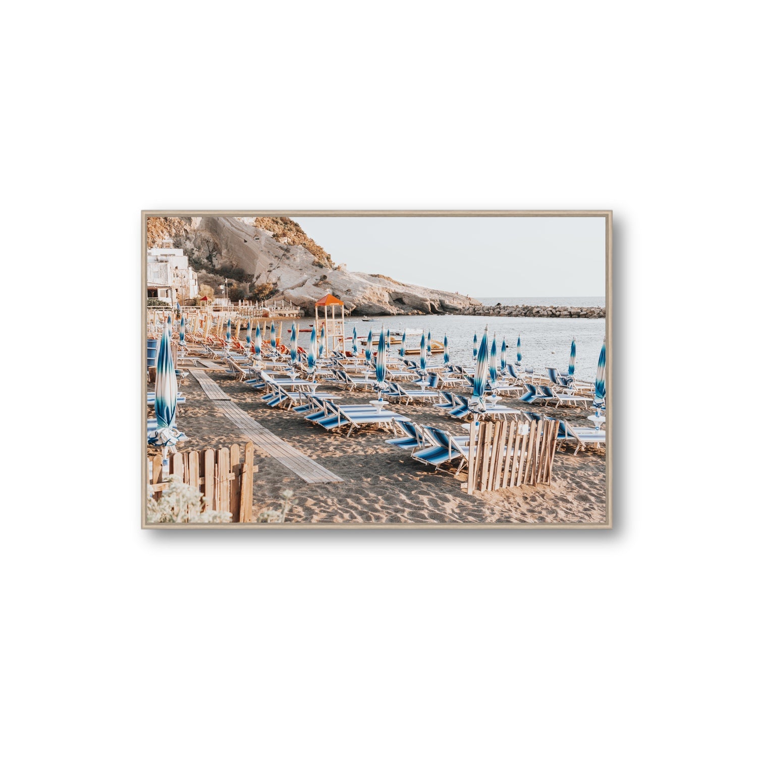 Sandy Daydreams fine art print, Ischia, Italy, Extra Large, Natural Oak Float Frame, Fine Art Canvas