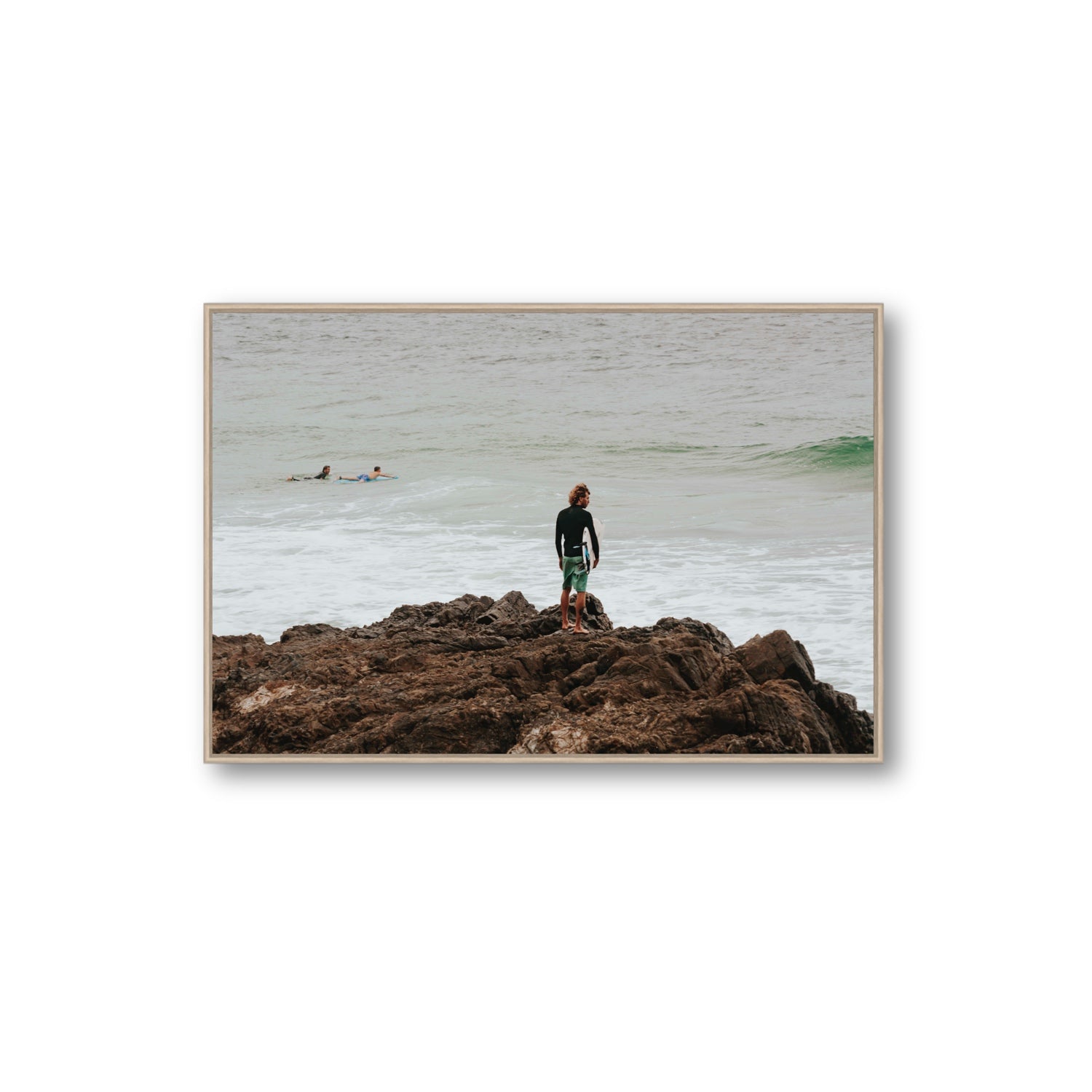 Let The Sea Set You Free Byron Bay Surf wall art Extra Large fine art canvas in natural oak float frame