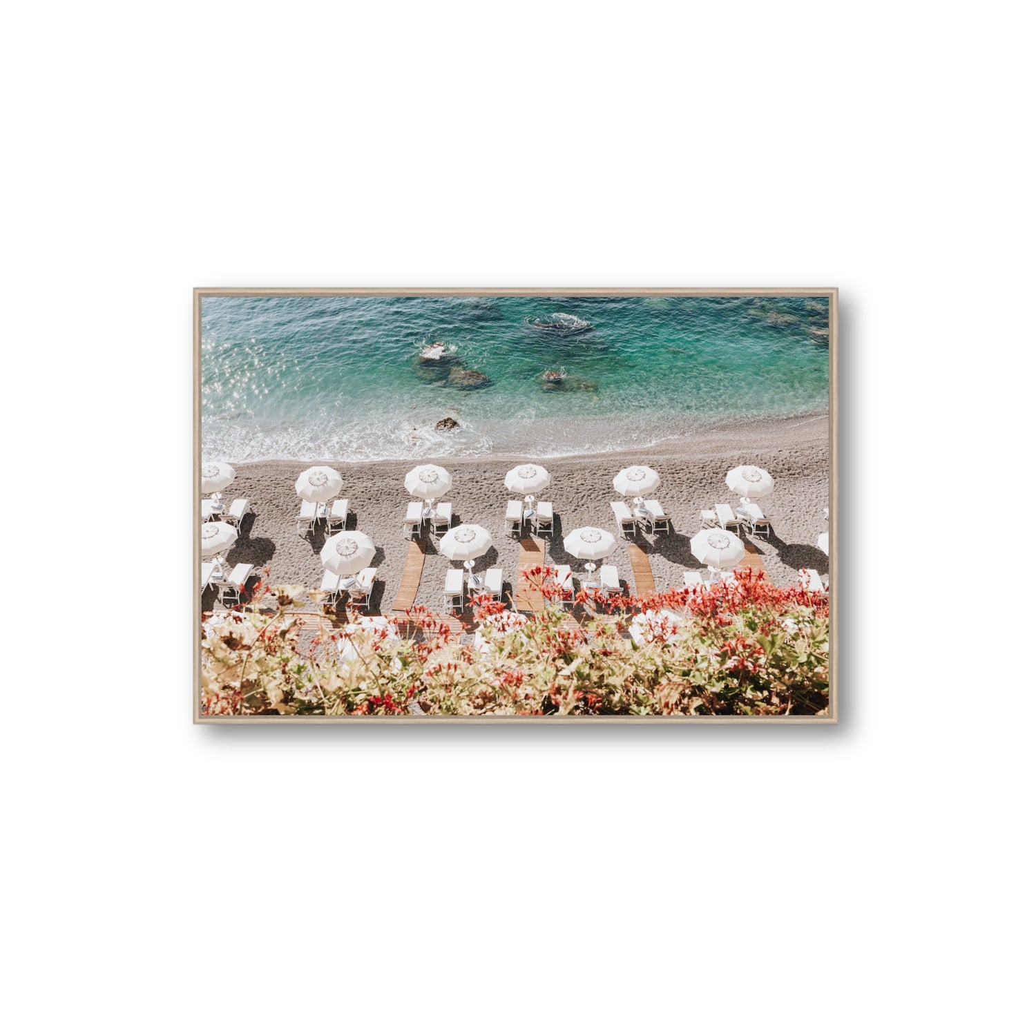 Coastal Charms fine art print, Amalfi, Italy, Extra Large, Natural Oak Float Frame, Fine Art Canvas