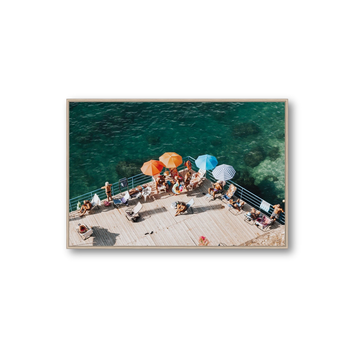 Il Dolce Far Niente Sorrento coastal wall art Extra Large fine art canvas in natural oak float frame