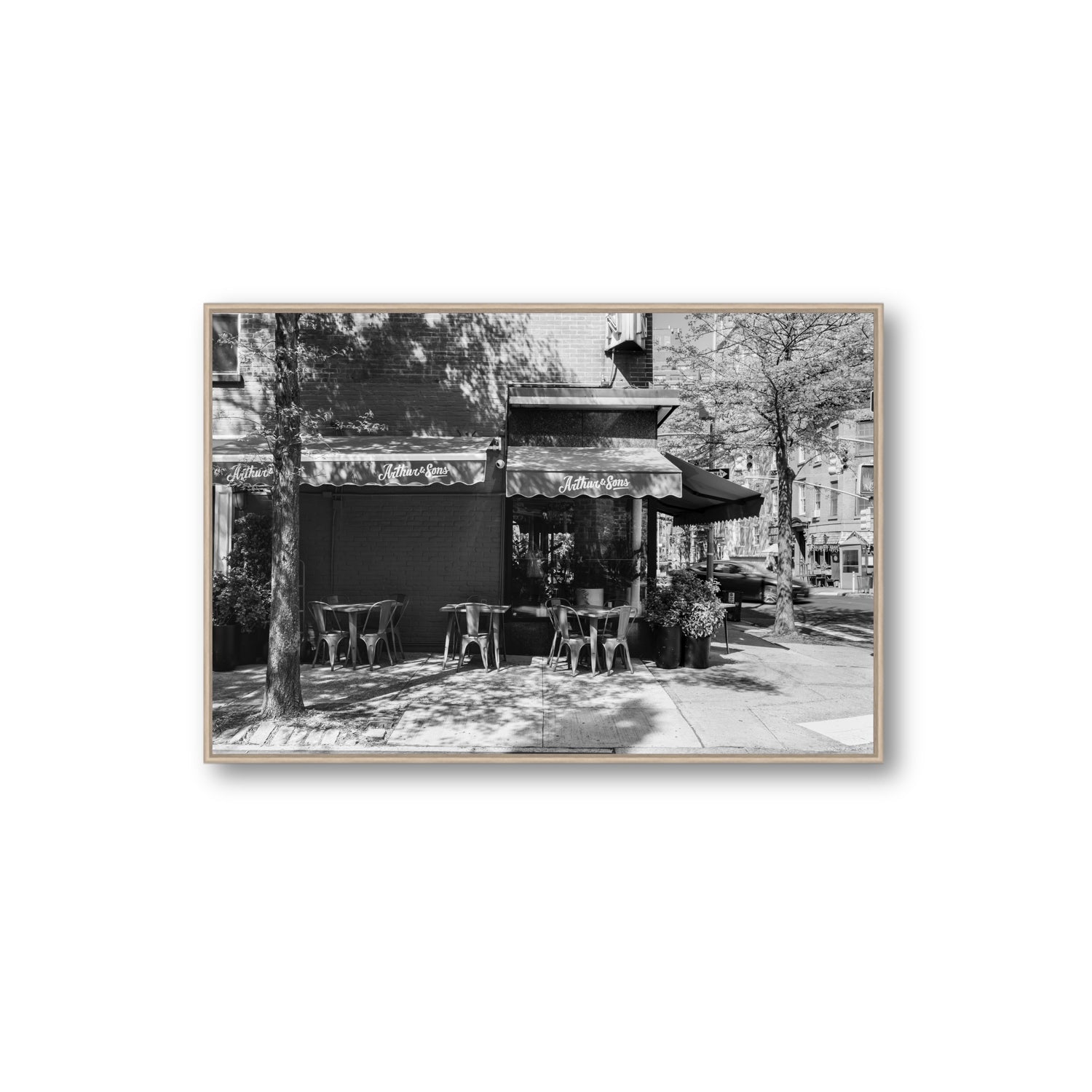 Arthur's Corner New York NYC Restaurant wall art Extra Large fine art canvas in natural oak float frame