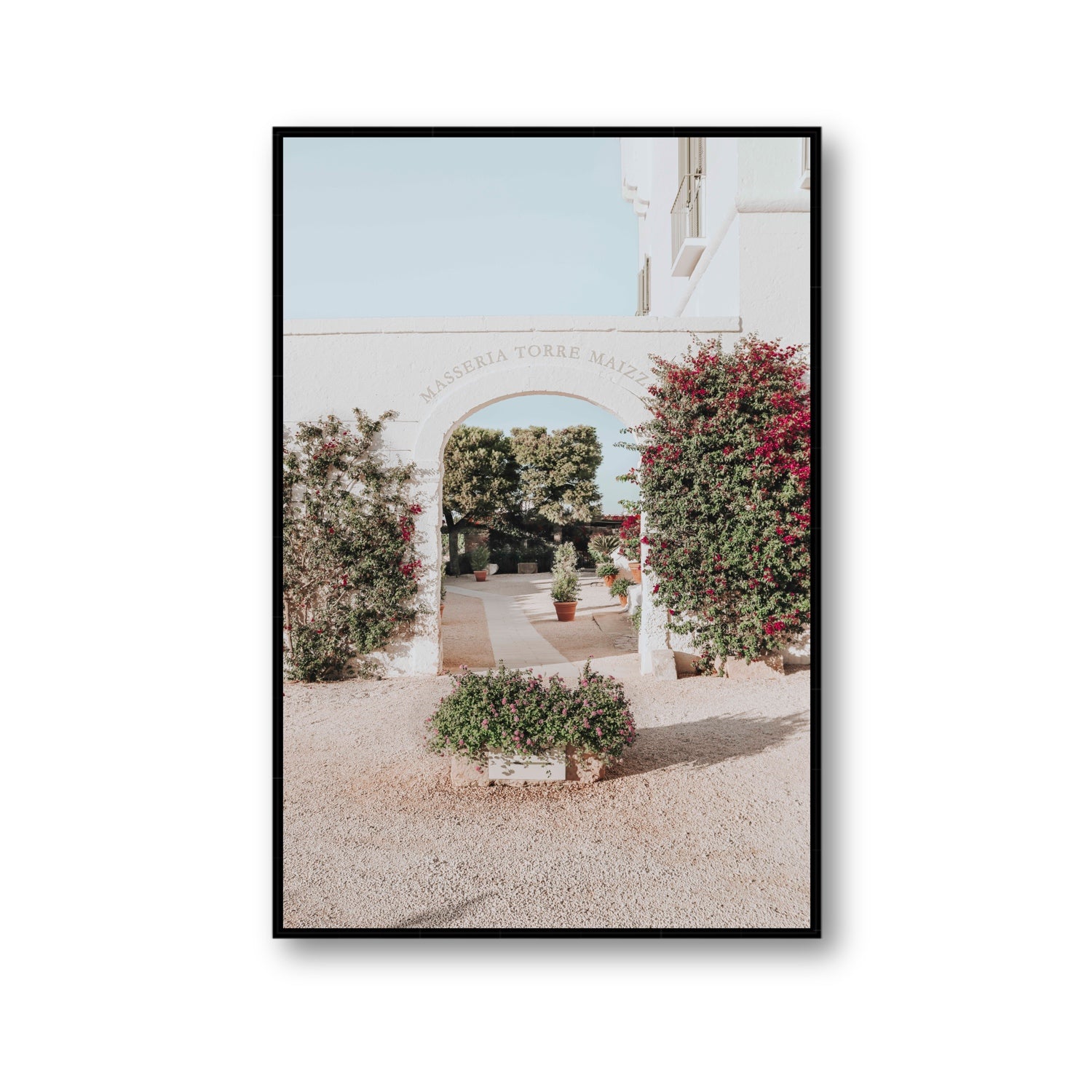 Torre Maizza Puglia Italian wall art Gallery fine art canvas in black float frame