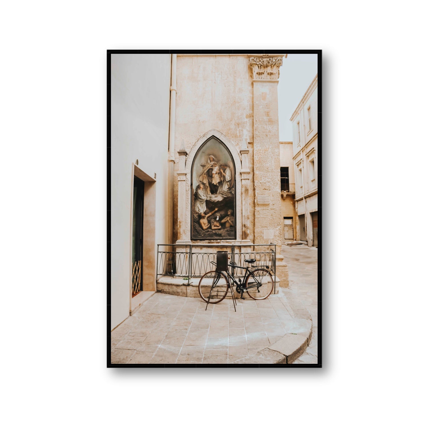La Chiesa Puglia Otranto Italian wall art Gallery fine art canvas in black float frame