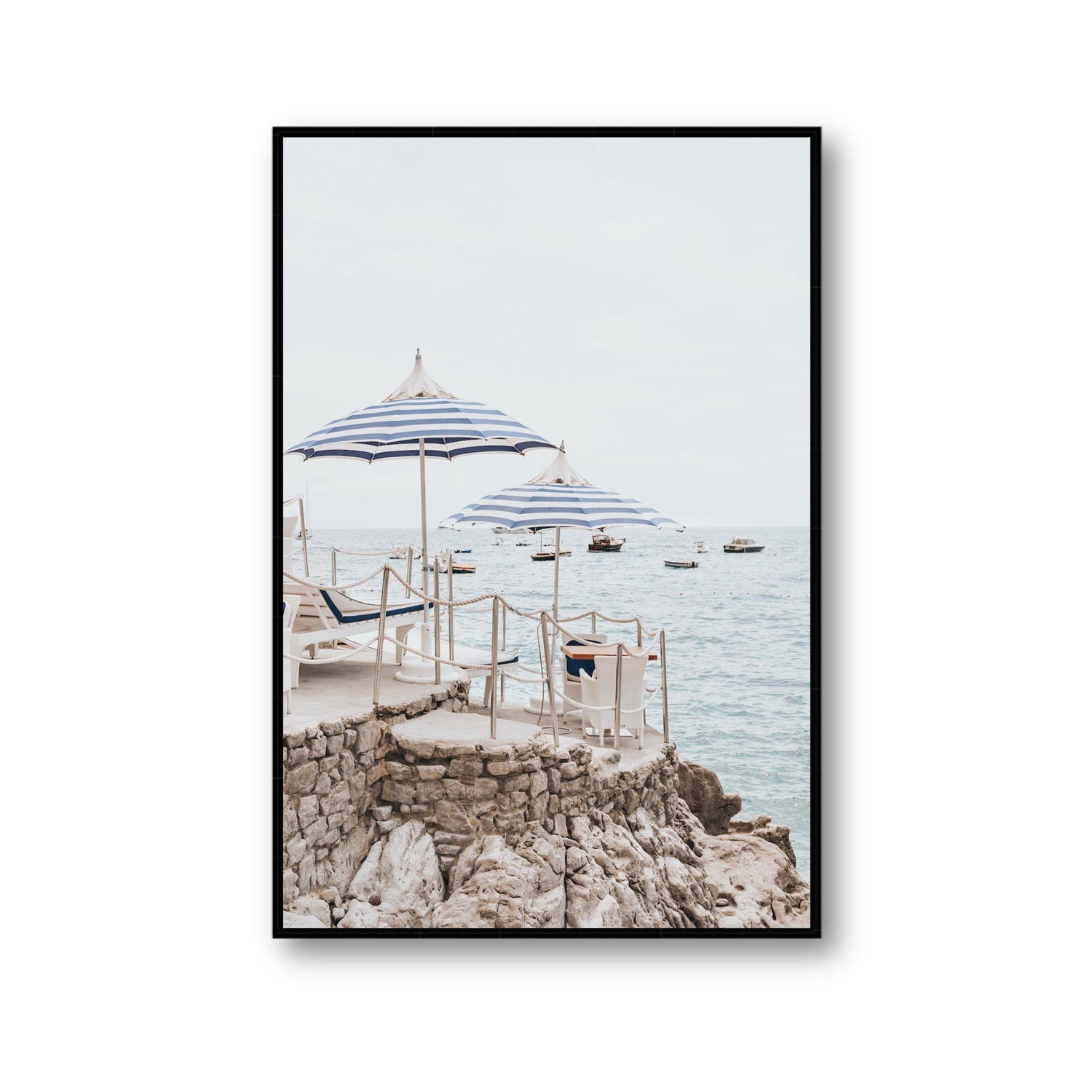 La Scogliera fine art print, Positano, Italy, Gallery, Black Float Frame, Fine Art Canvas