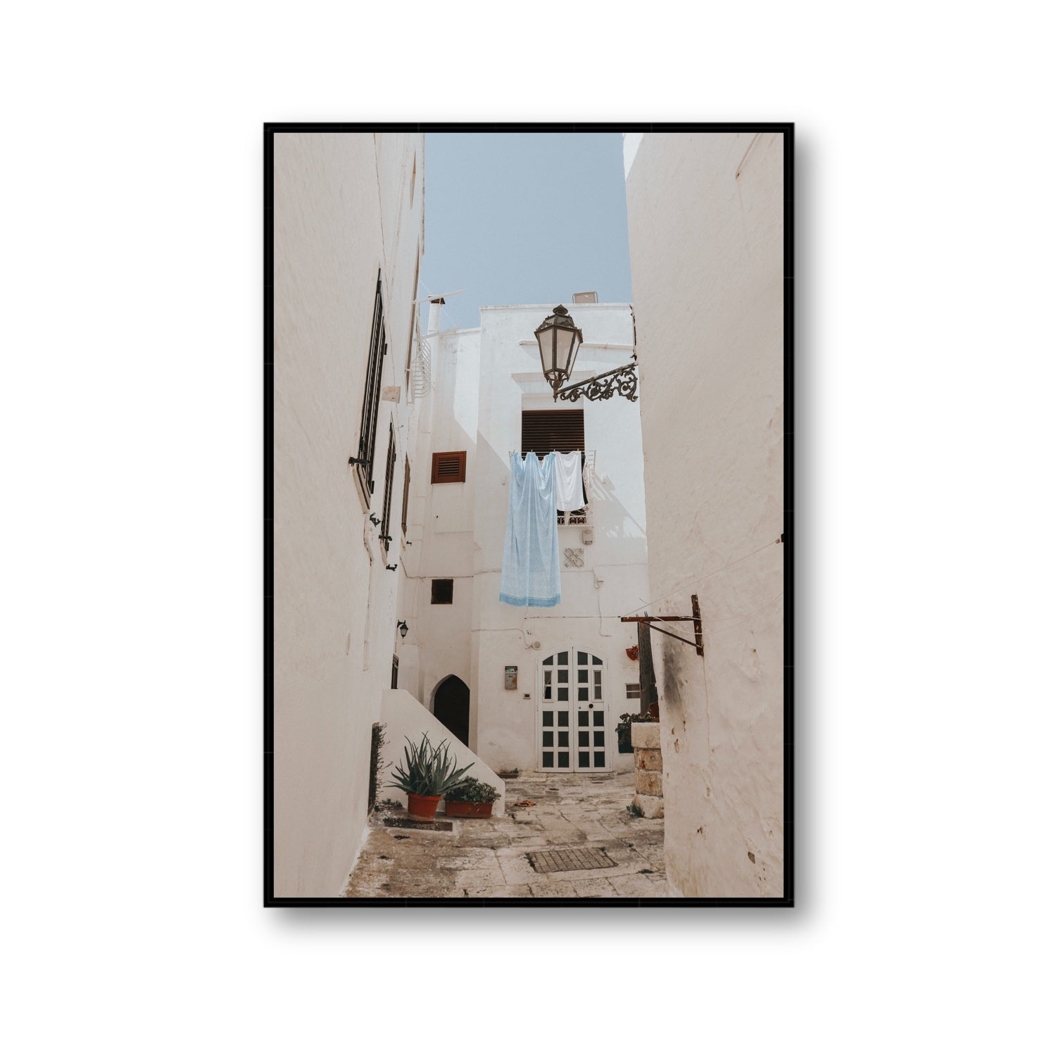 Laundry Day fine art print, Puglia, Italy, Gallery, Black Float Frame, Fine Art Canvas