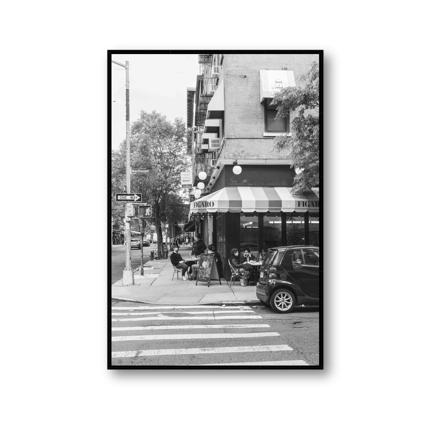 Figaro New York NYC Black & White wall art Gallery fine art canvas in black float frame