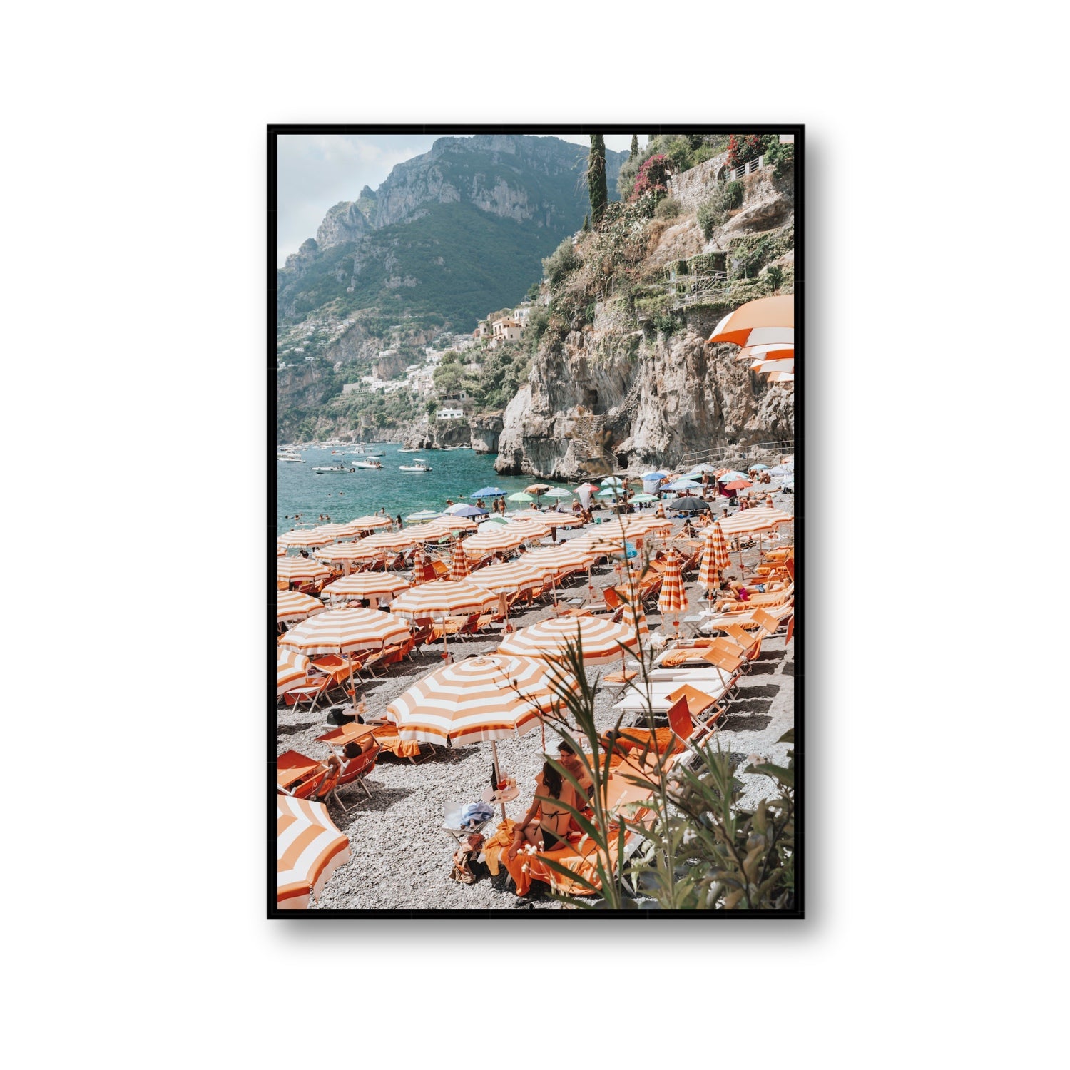 Bagni d'Arienzo Positano decor wall art Gallery fine art canvas in black float frame