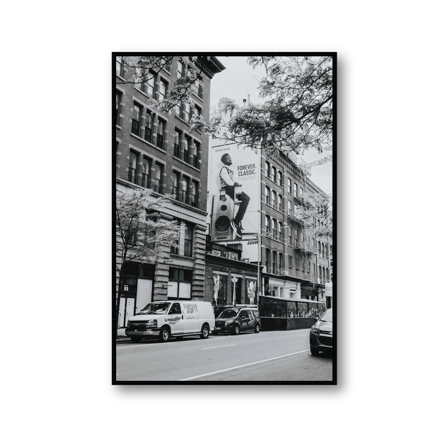Forever Classic New York NYC Black & White wall art Gallery fine art canvas in black float frame