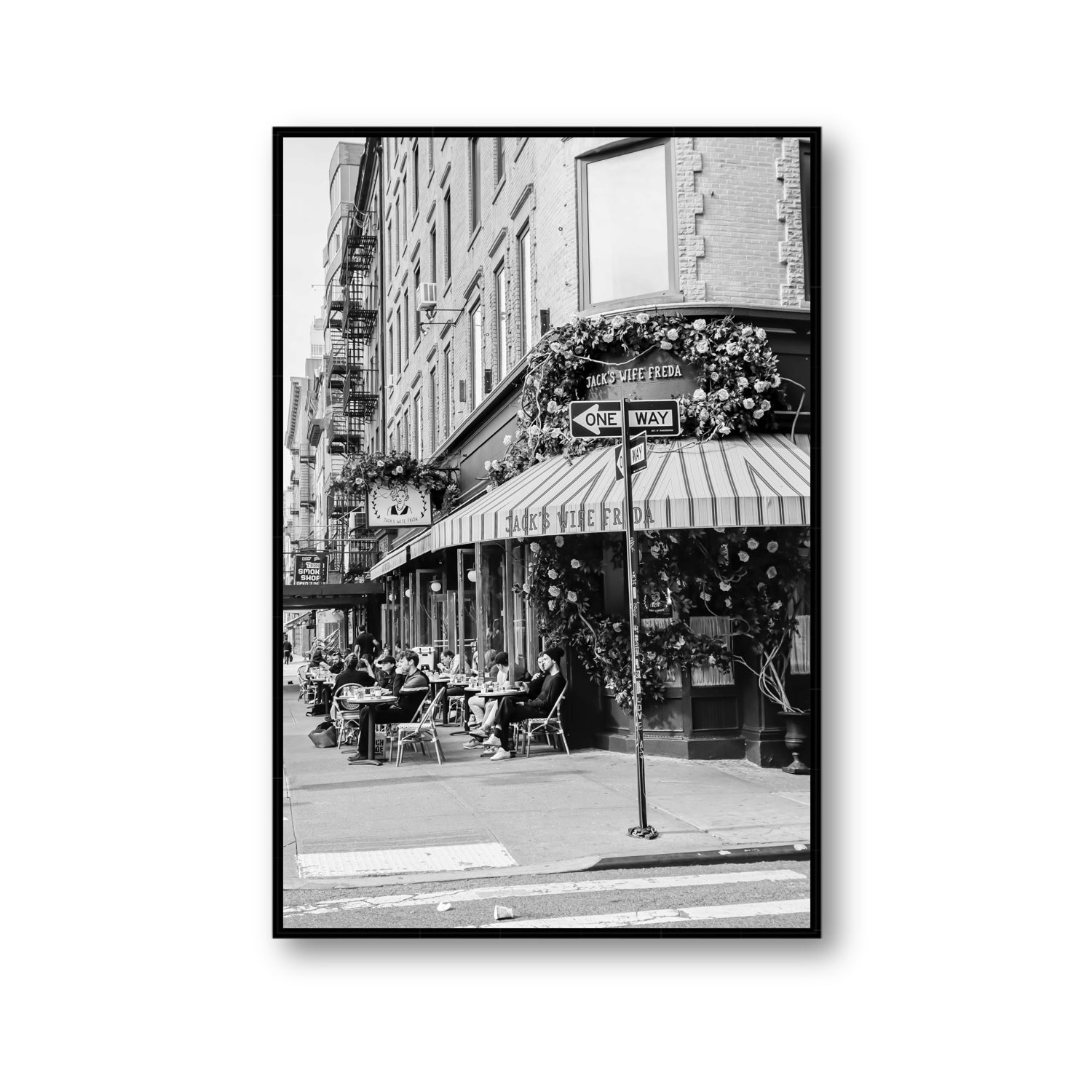 Freda's Feast New York NYC Black & White wall art Gallery fine art canvas in black float frame