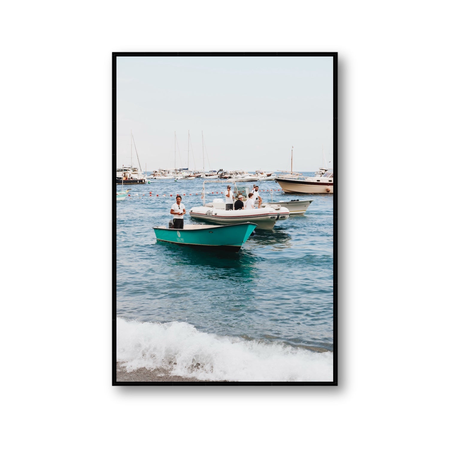 Twilight Tenders Positano wall art Gallery fine art canvas in black float frame