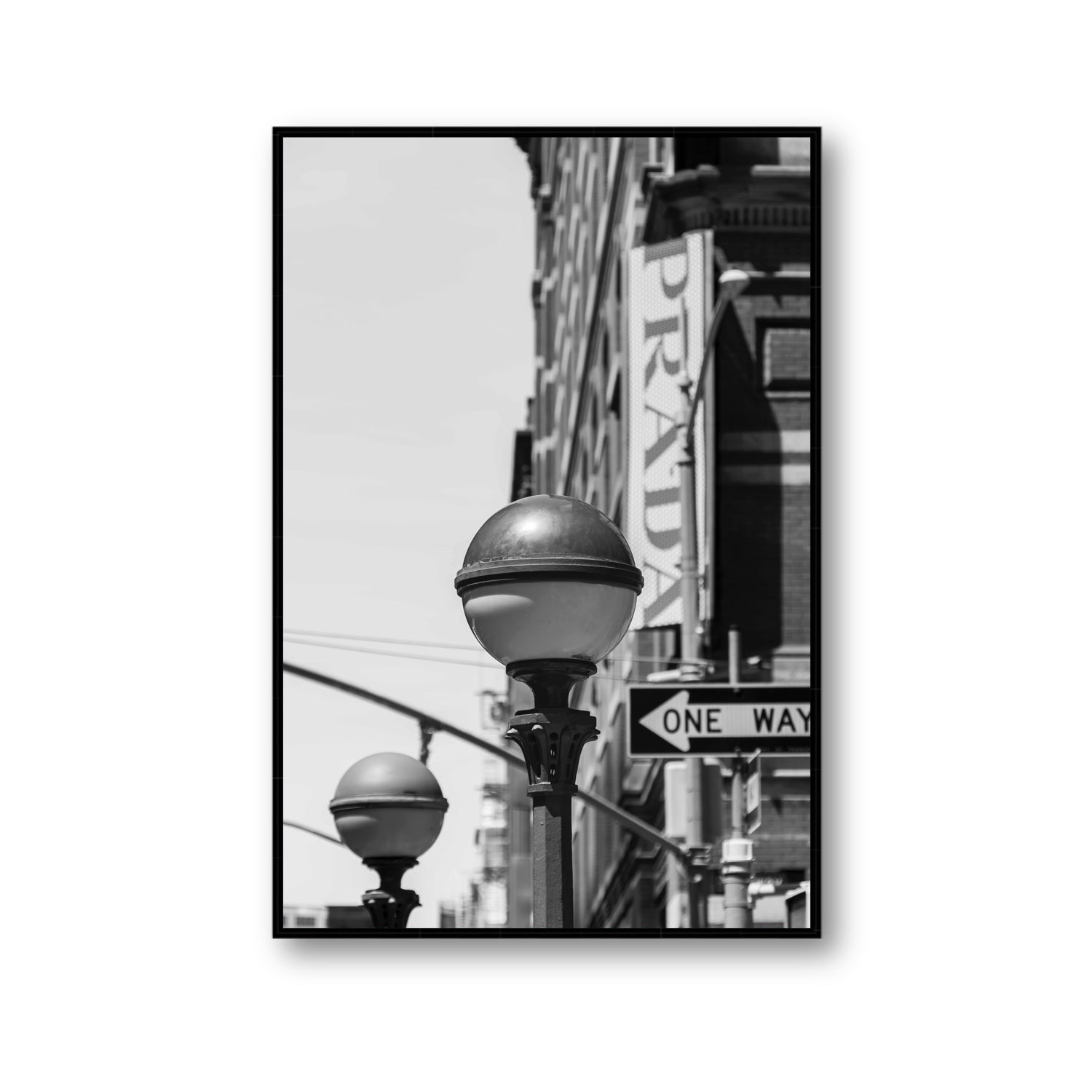 Subway Style New York NYC Black & White wall art Gallery fine art canvas in black float frame