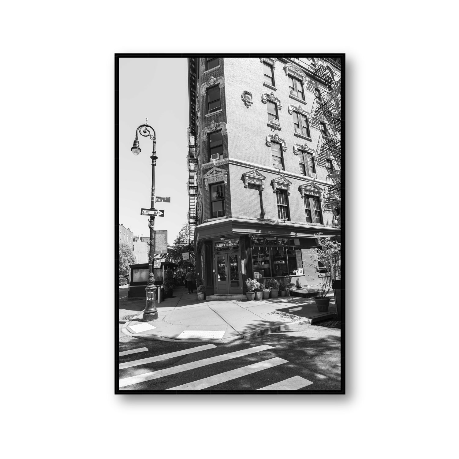 Parisian On Perry New York NYC Black & White wall art Gallery fine art canvas in black float frame