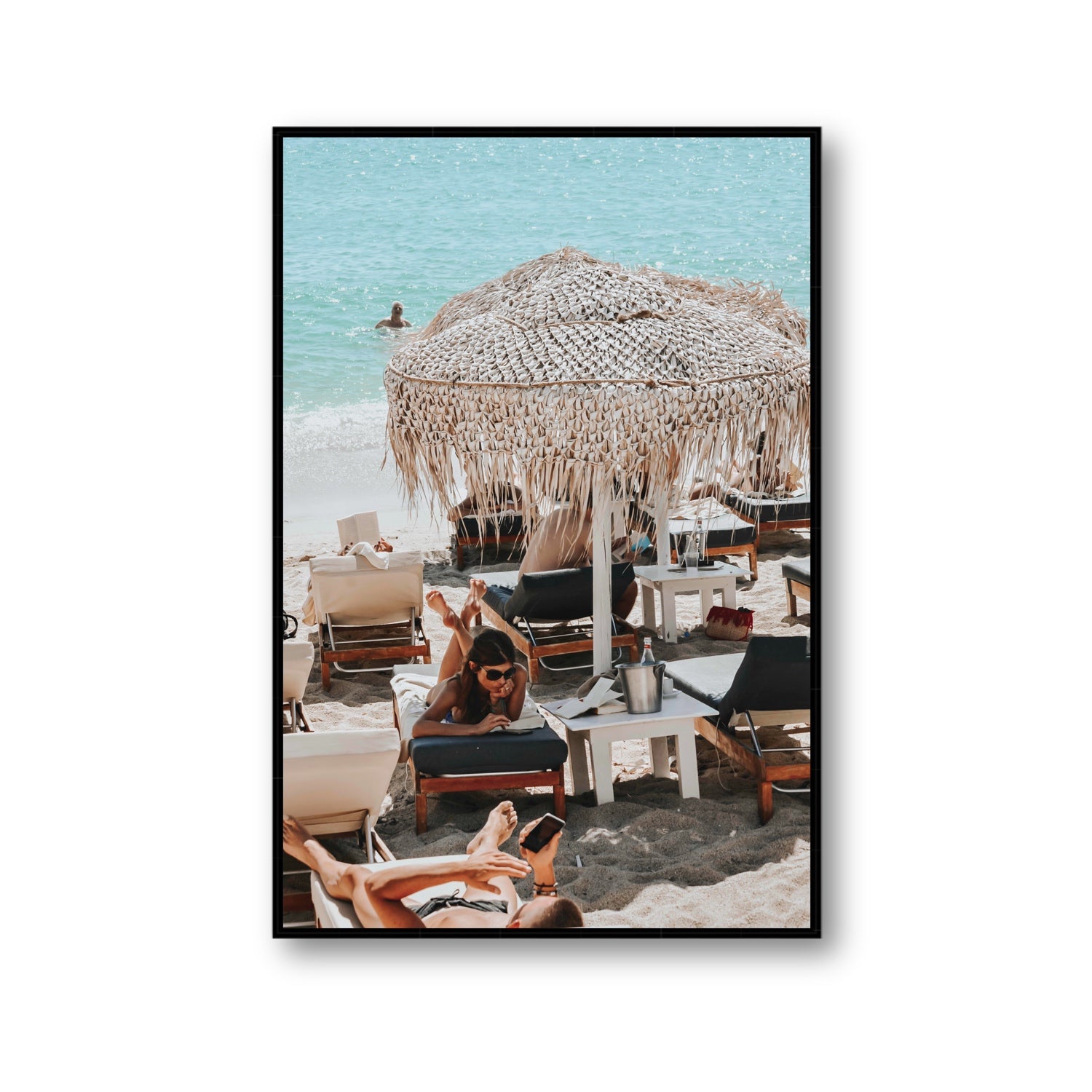 In The Zone Mykonos Greek island wall art Gallery fine art canvas in black float frame