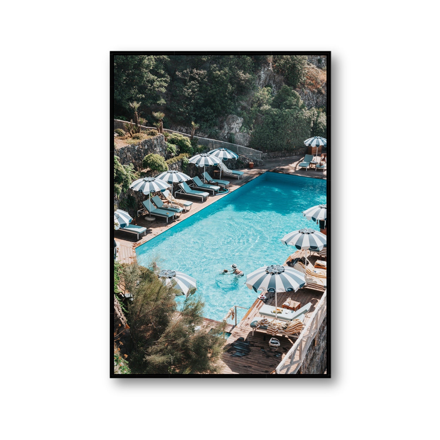 Poolside Paradise fine art print, Ischia, Italy, Gallery, Black Float Frame, Fine Art Canvas