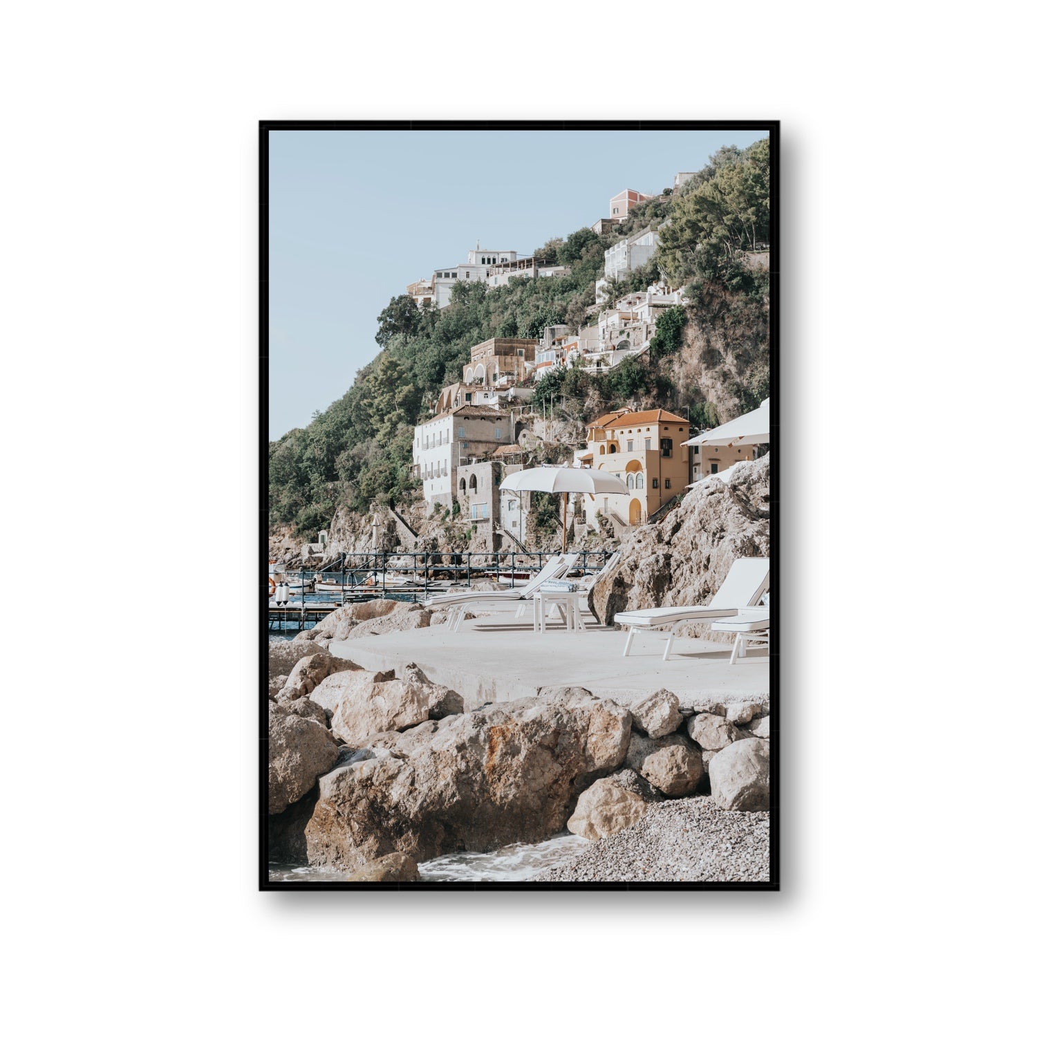 Dolce Coast Amalfi travel photography wall art gallery fine art canvas in black float frame