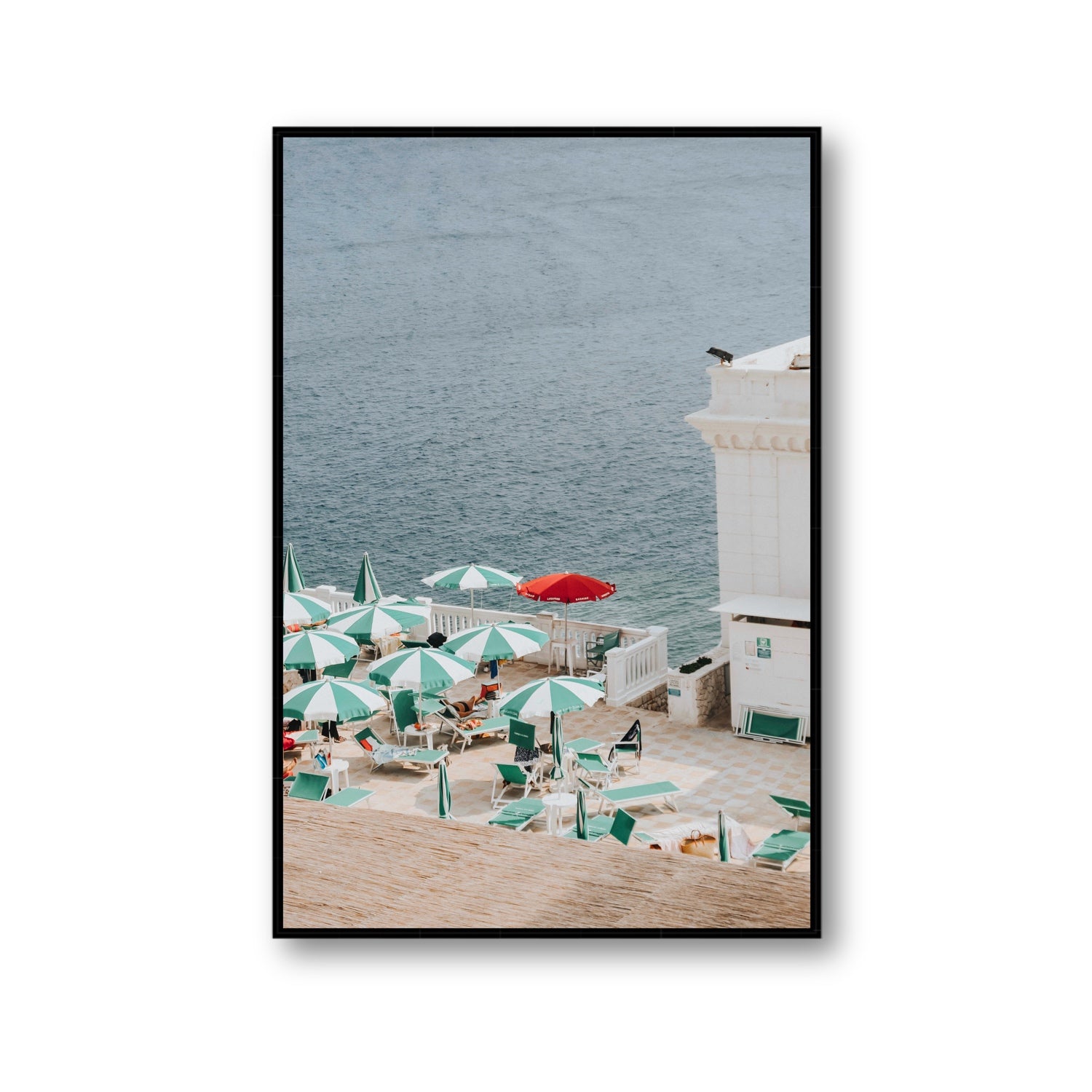 Lido Italiano Puglia beach Italian wall art Gallery fine art canvas in black float frame