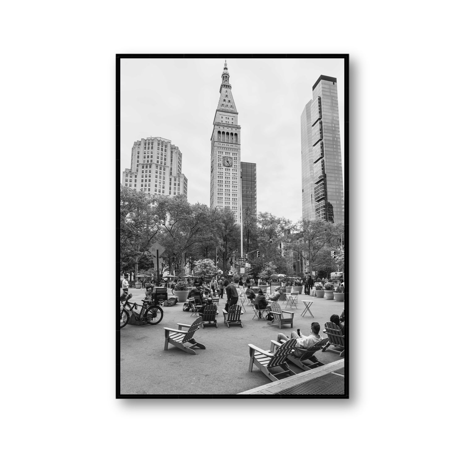 Timeless New York New York NYC Black & White wall art Gallery fine art canvas in black float frame