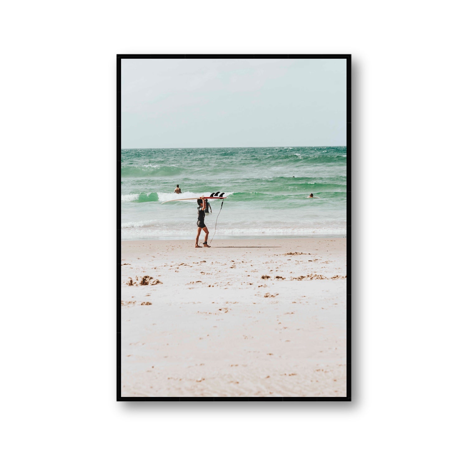 Grommet Byron Bay Surf coastal wall art Gallery fine art canvas in black float frame