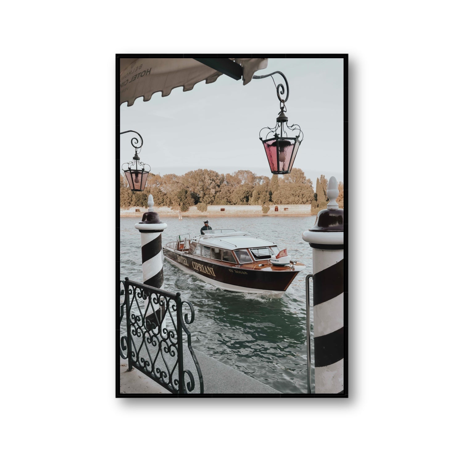 Taxi Shuttle Venice wall art Gallery fine art canvas in black float frame