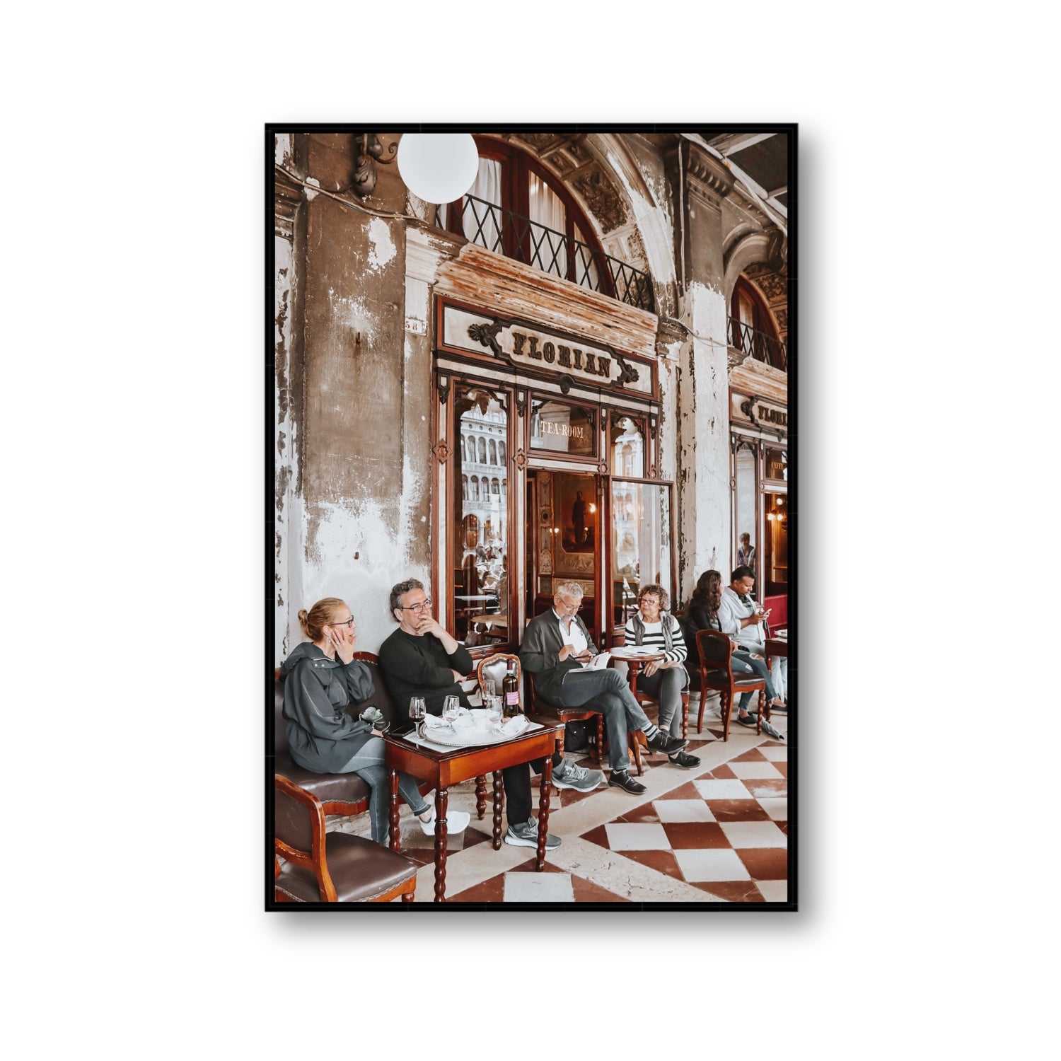 Tea Room Venice Italian wall art Gallery fine art canvas in black float frame