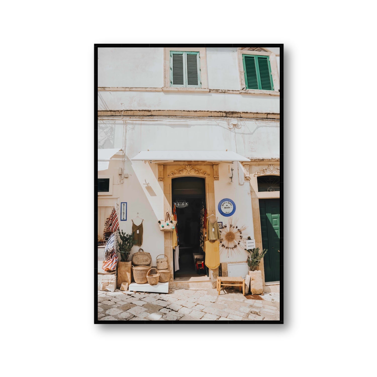Artisan Ambience Puglia Italian wall art Gallery fine art canvas in black float frame