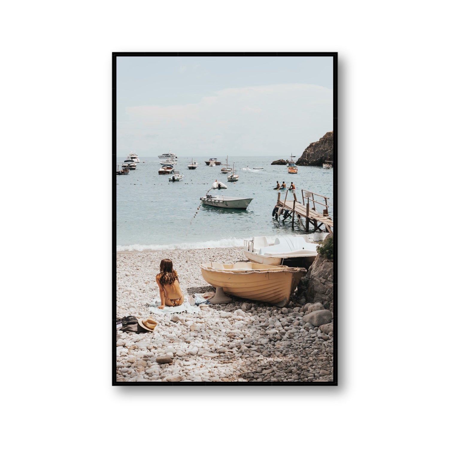 Solo Sojourn Nerano wall art Gallery fine art canvas in black float frame