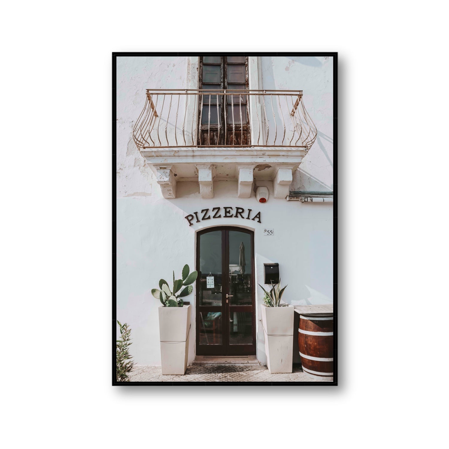 Pizzeria Puglia Italian wall art Gallery fine art canvas in black float frame