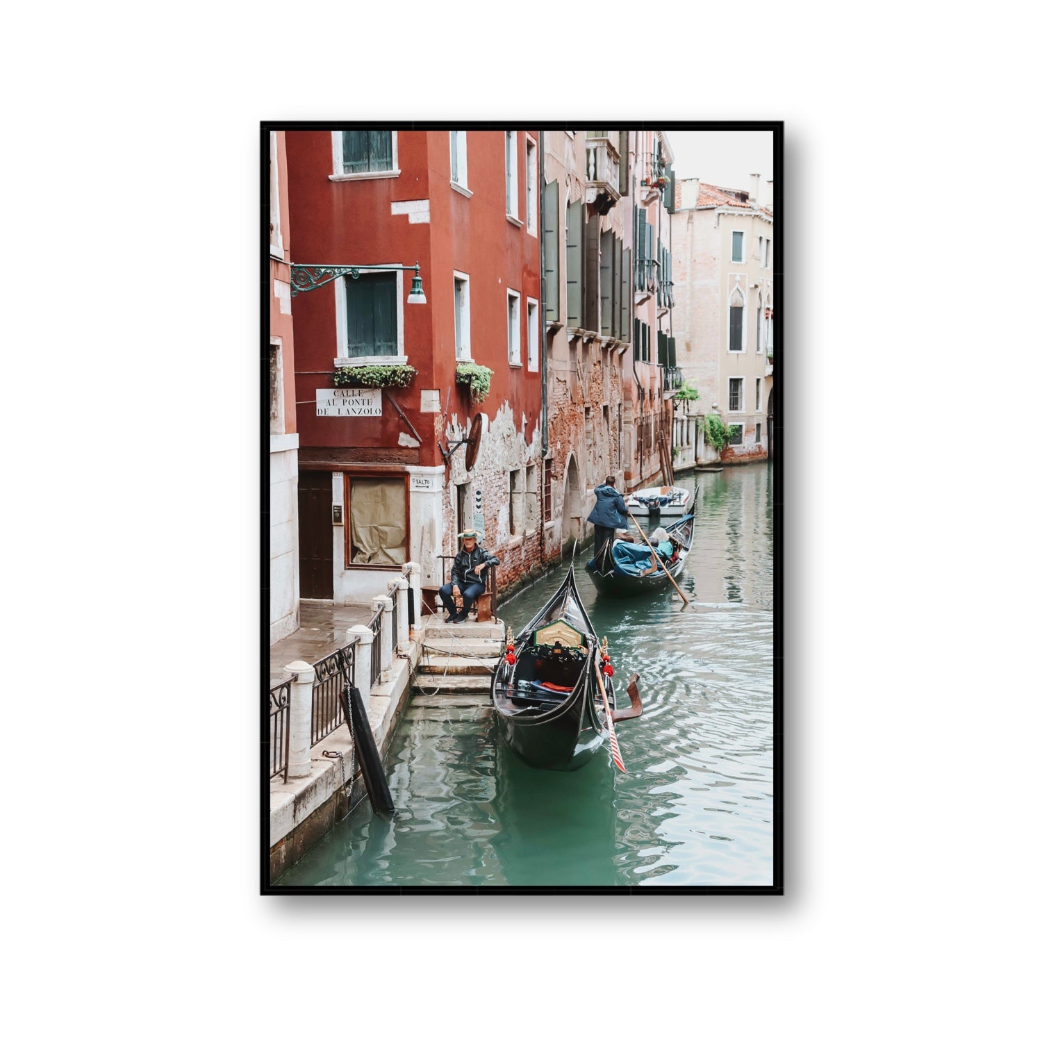 The Merchant Venice Canal Italian wall art Gallery fine art canvas in black float frame