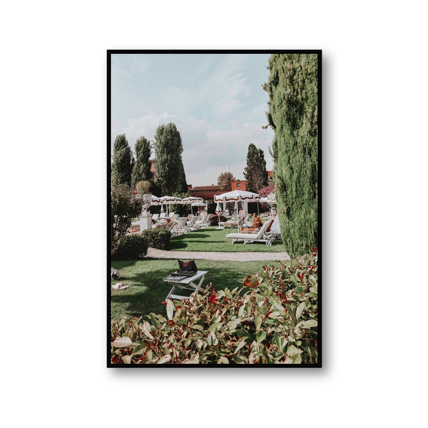 Private Serenity Venice Italian wall art Gallery fine art canvas in black float frame