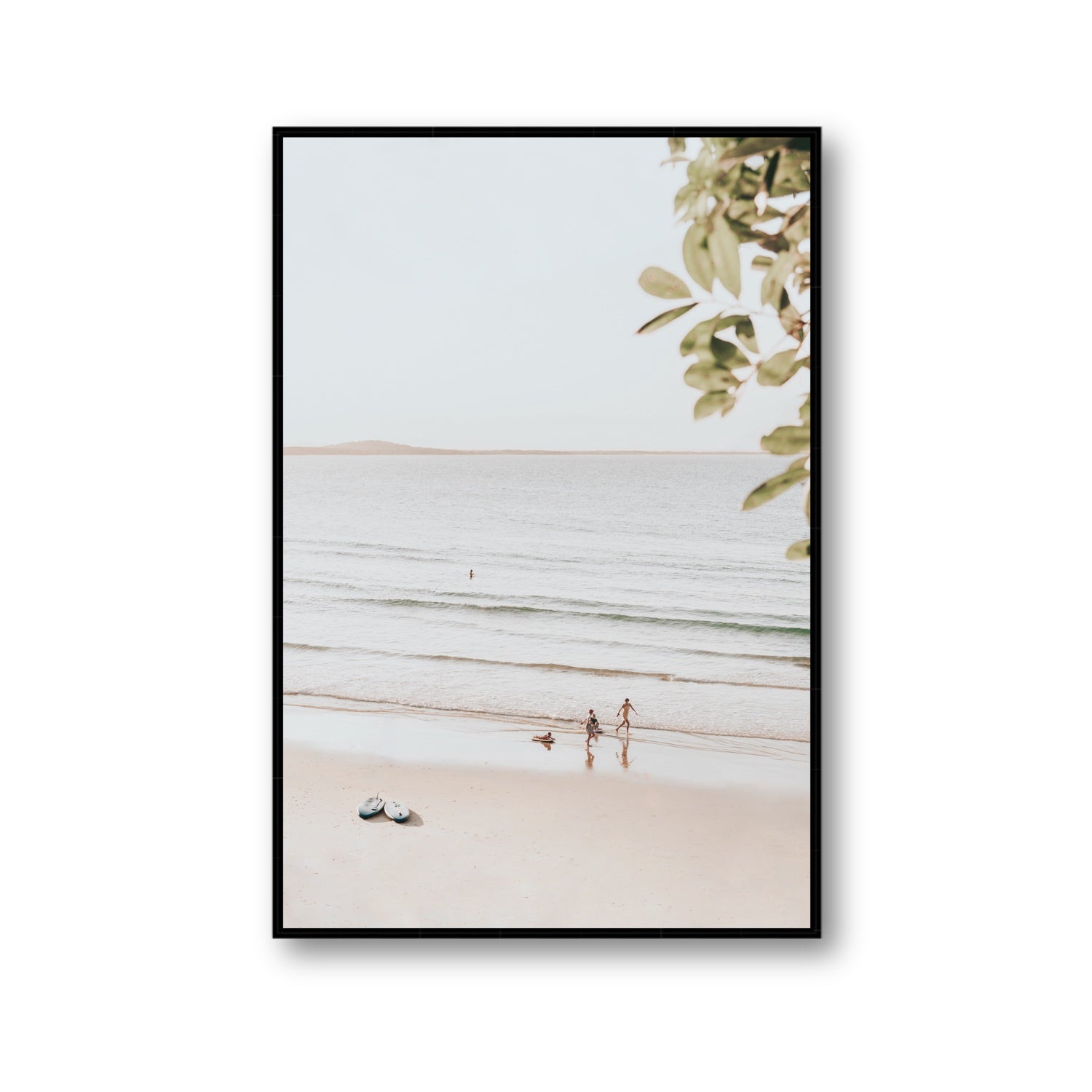 Walking On Sunshine fine art print, Noosa, Australia, coastal scenes artwork, Gallery, Black Float Frame, Fine Art Canvas