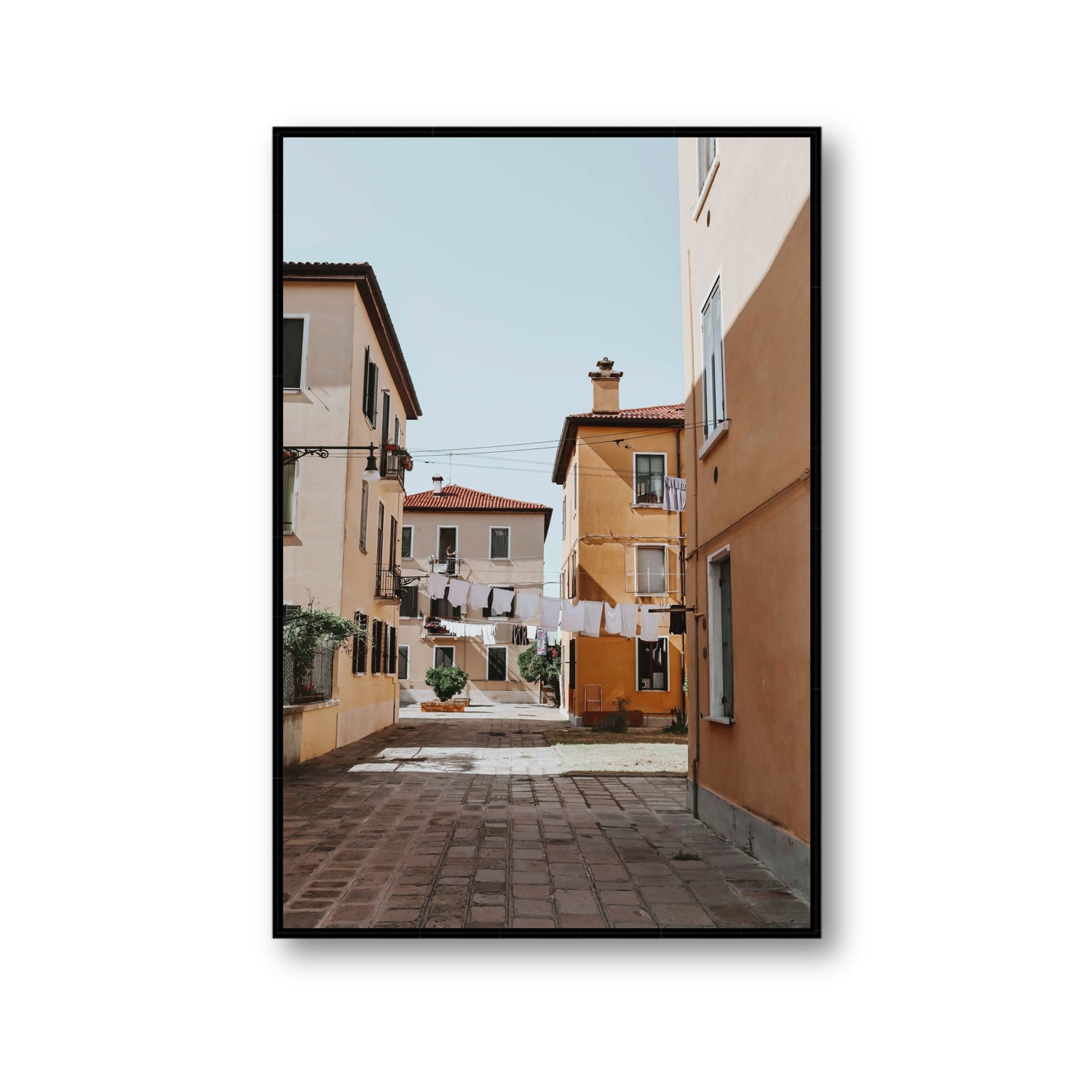 Terraferma Venice Italian wall art Gallery fine art canvas in black float frame