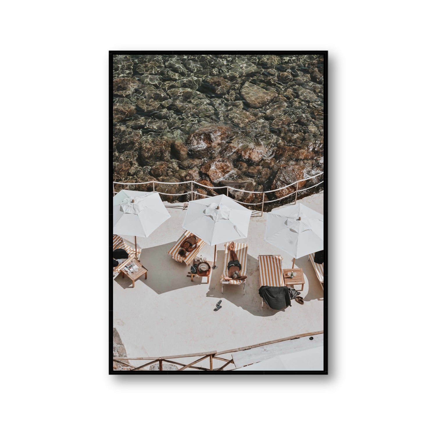 When Harry Met Sally Tuscany coastal wall art Gallery fine art canvas in black float frame