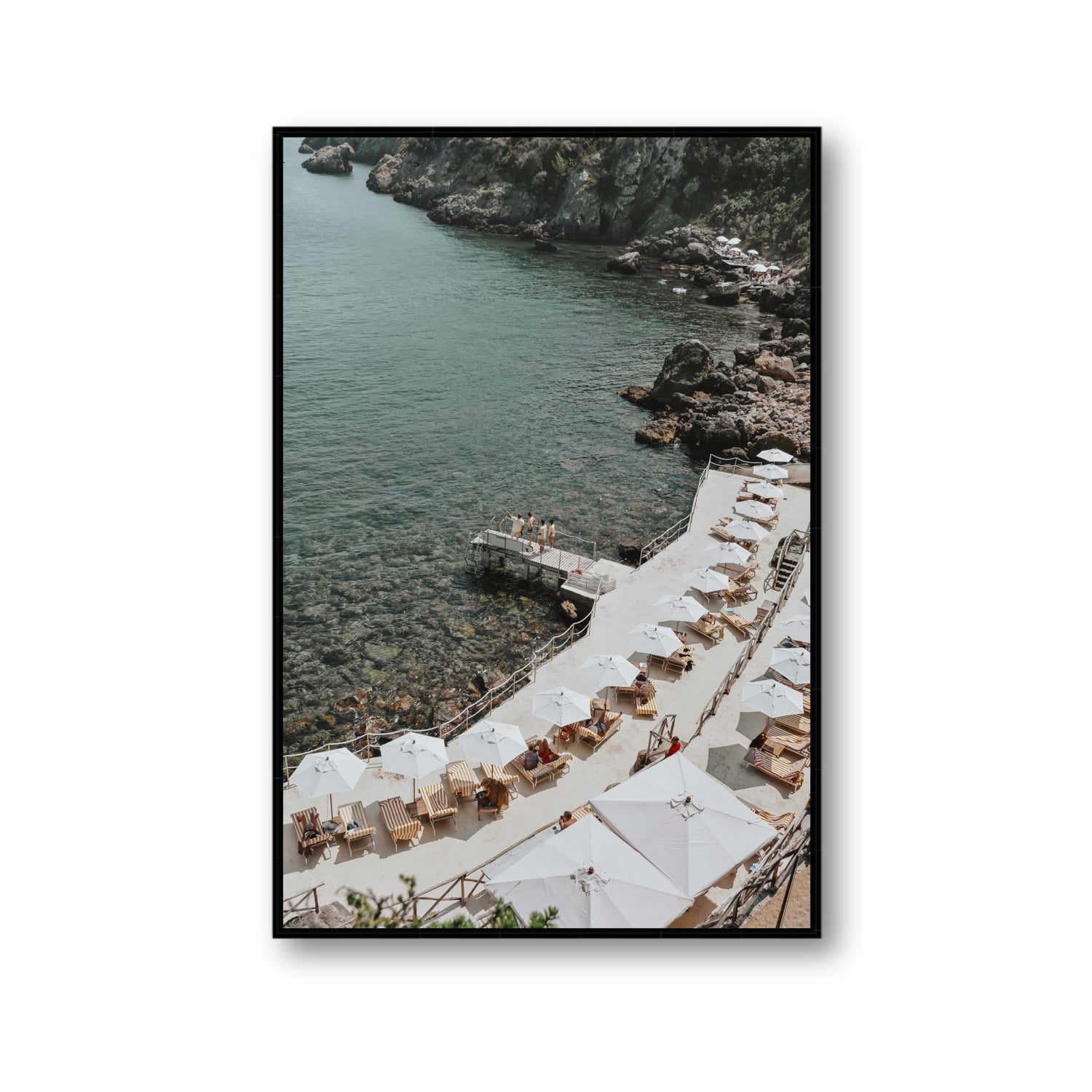 Pier Perspectives Tuscany coastal Italian wall art Gallery fine art canvas in black float frame