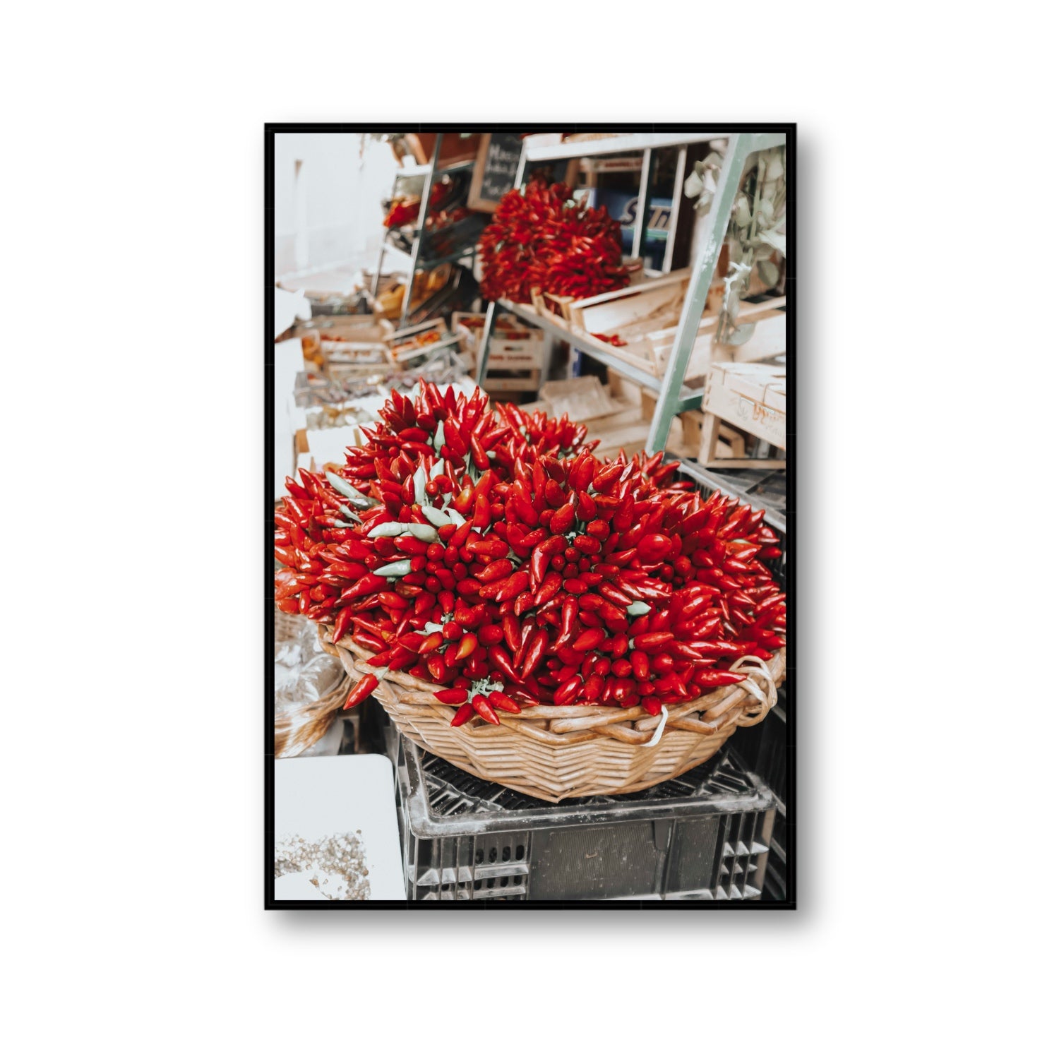 Spicy Bunch Puglia Italian wall art Gallery fine art canvas in black float frame