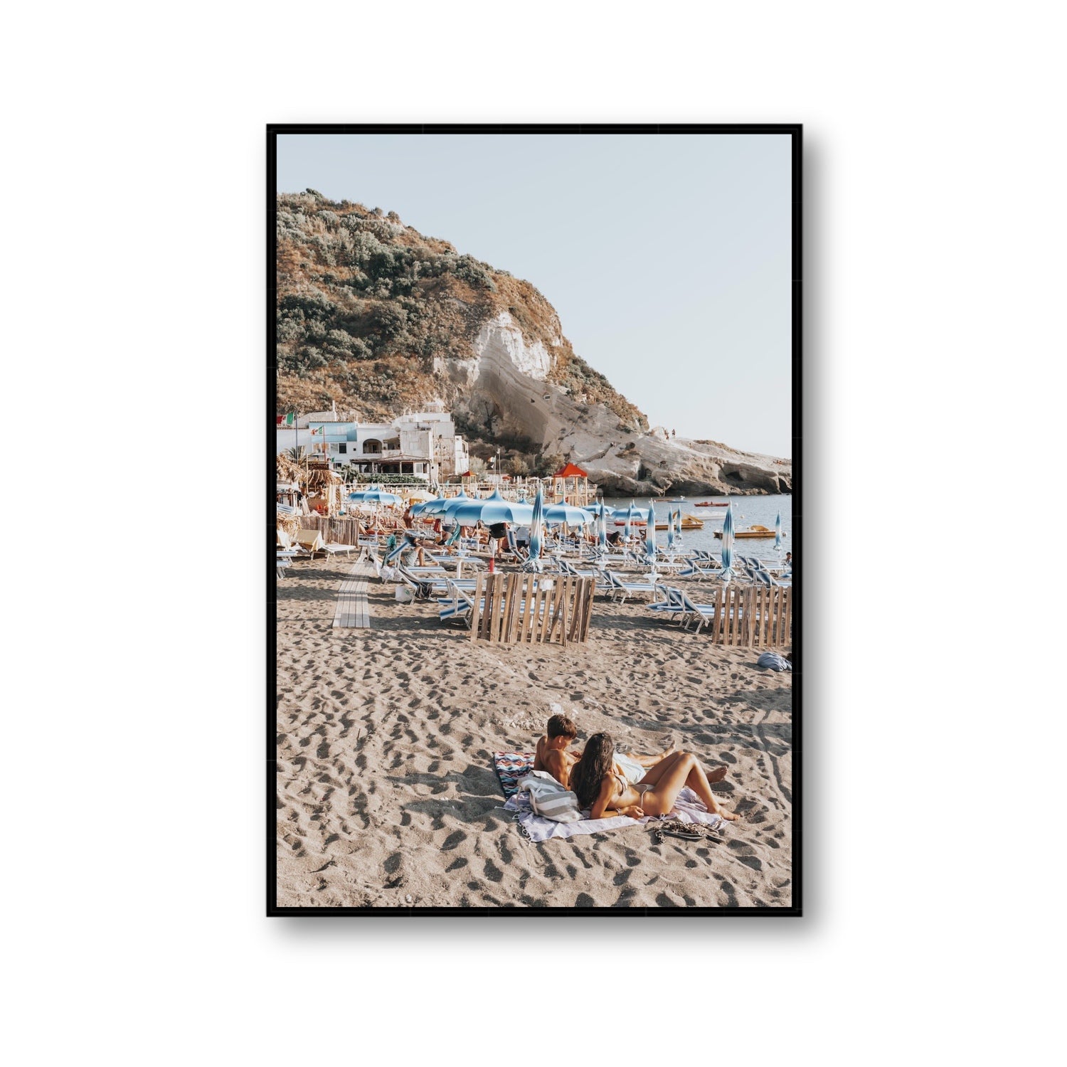 Beach Buddies fine art print, Ischia, Italy, Gallery, Black Float Frame, Fine Art Canvas