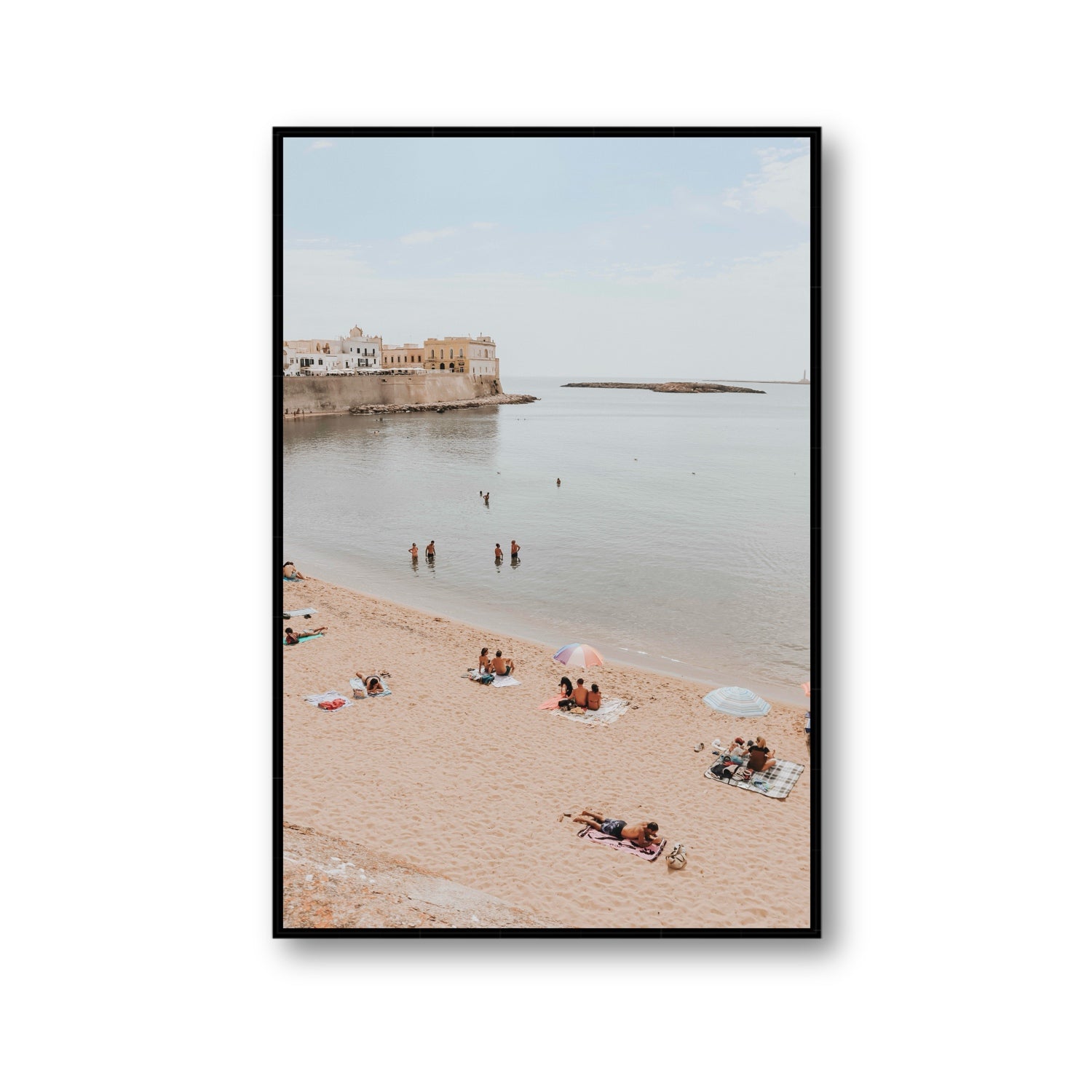 Spiaggia della Purita Puglia coastal art print Gallery fine art canvas in black float frame